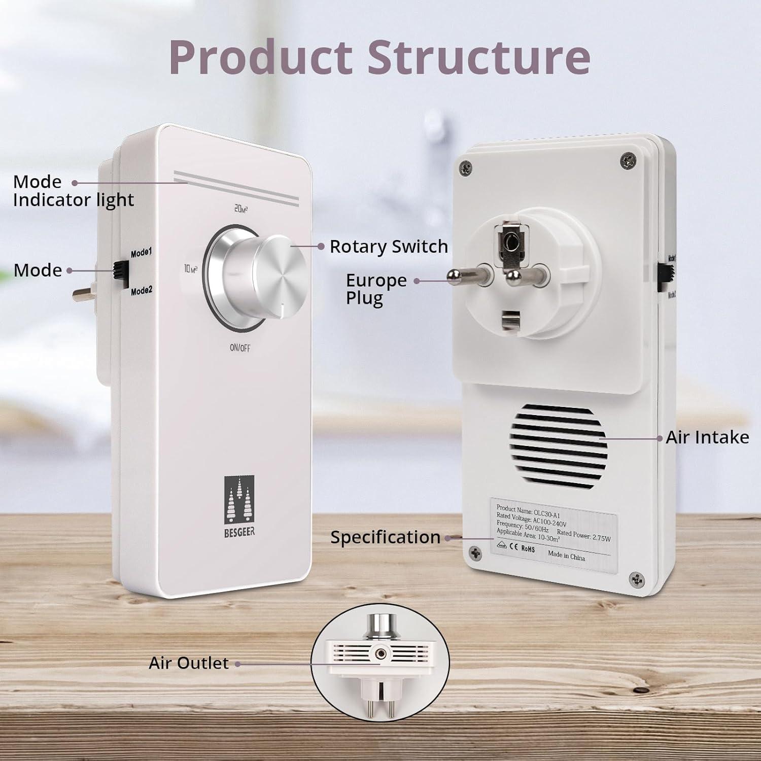 image:imageGnrateur dozone purificateur dair strilisateur dodeurs purificateur dair gnrateur dozonizer dair pour chambre salle de bain animaux domestiques formaldhyde et odeur BlancBlanc Crme