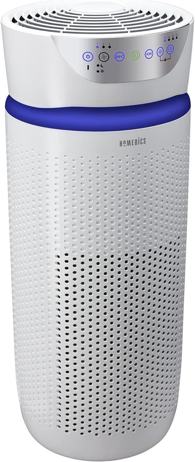 image:imageHoMedics Purificateur dAir Filtres HEPA et Charbon Compact Assainisseur dair Portable pour purifier lair de la maison des odeurs et des bactries Mode Nuit silencieux Option Aromathrapie5 en 1 Deluxe