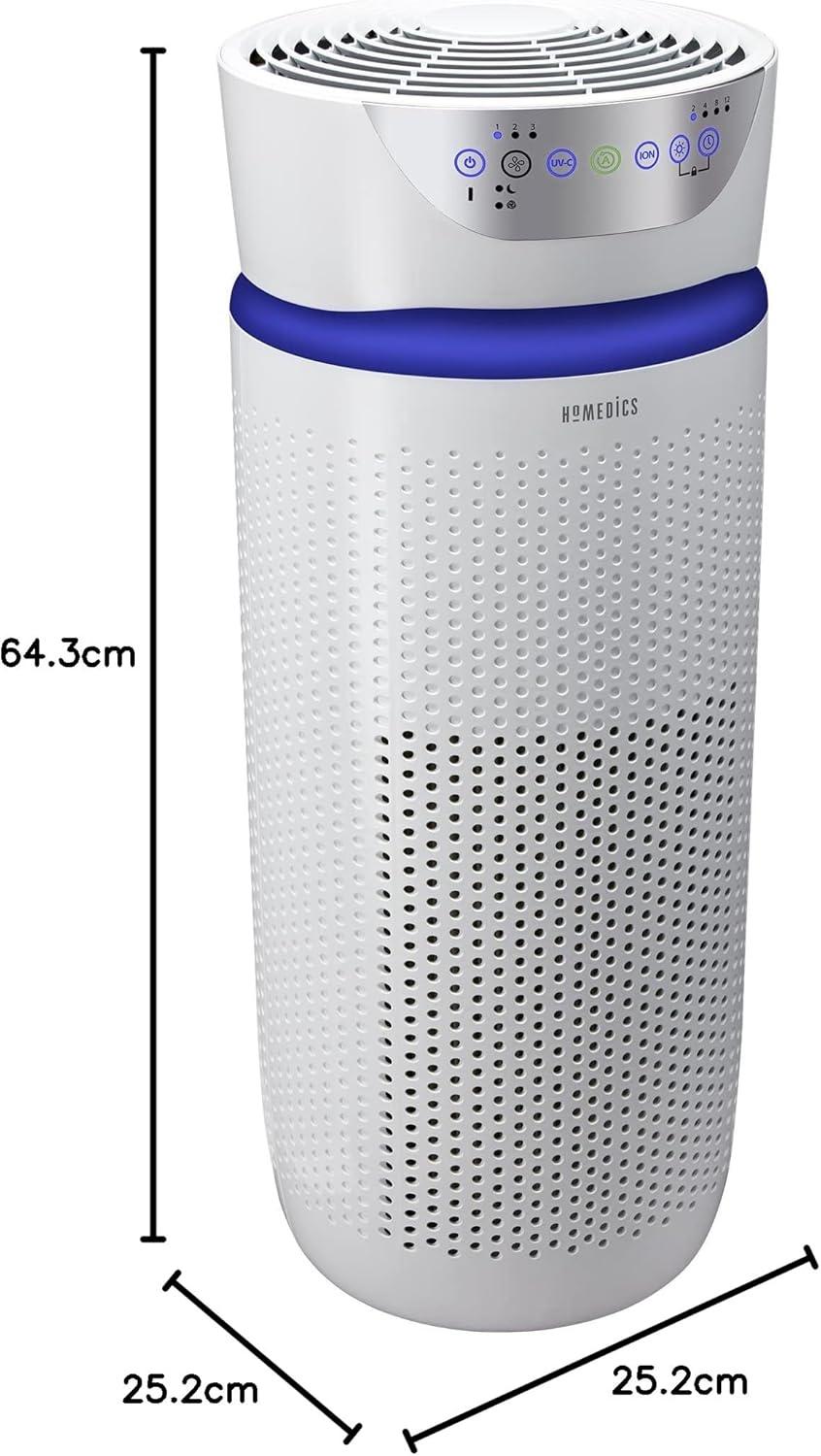 image:imageHoMedics Purificateur dAir Filtres HEPA et Charbon Compact Assainisseur dair Portable pour purifier lair de la maison des odeurs et des bactries Mode Nuit silencieux Option Aromathrapie5 en 1 Deluxe