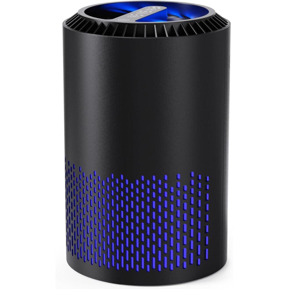 image:imageAROEVE Purificateurs dAir Pour Chambre et Maison 22dB Purificateur dAir H13 HEPA Fume Pellicules Poils Odeur Purificateur dAir Avec Contrle de Vitesse Pour Chambre Bureau DHJH01A BlancNoir