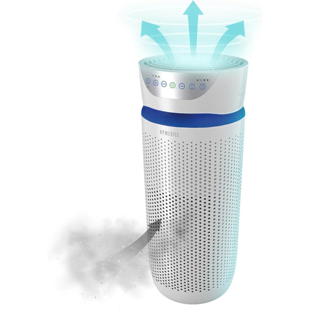 image:imageHoMedics Purificateur dAir Filtres HEPA et Charbon Compact Assainisseur dair Portable pour purifier lair de la maison des odeurs et des bactries Mode Nuit silencieux Option AromathrapieGrand