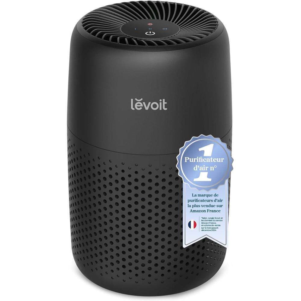 image:imageLEVOIT Purificateur dAir Masion avec HEPA Filtre CADR 187mh 360 Purifier 24dB Mode Veille 100 Sans Ozone avec 3 Vitesses Minuterie Capturer la Fume Pollen Poussire Core 300Core Mini Noir
