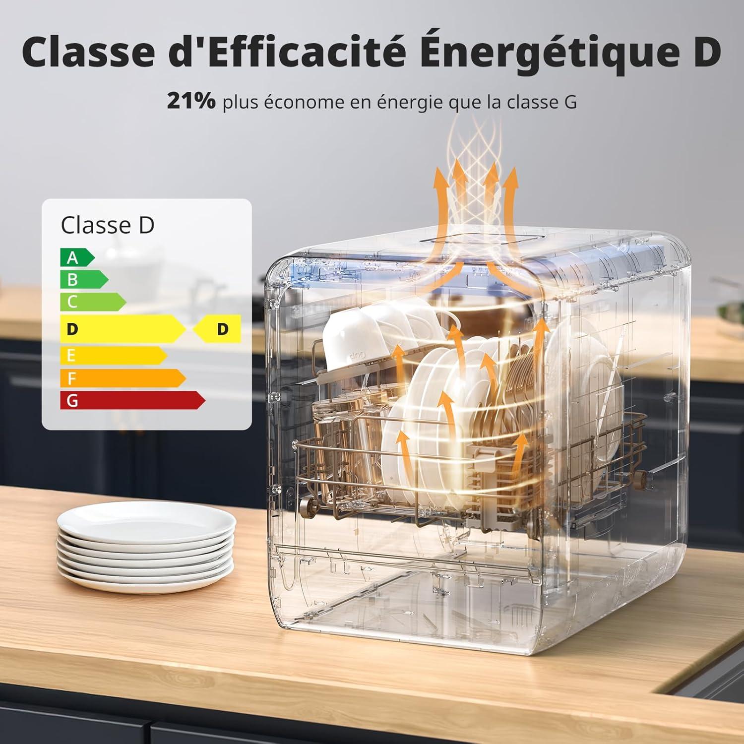 image:imageAIRMSEN Mini Lavevaisselle de Table avec 72 Programmes Design Ultratroit amp Profond 37 50cm 4 couverts Dmarrage Diffr 124H Double Jet 360 Rservoir dEau de 5L Blanc BlancBlanc