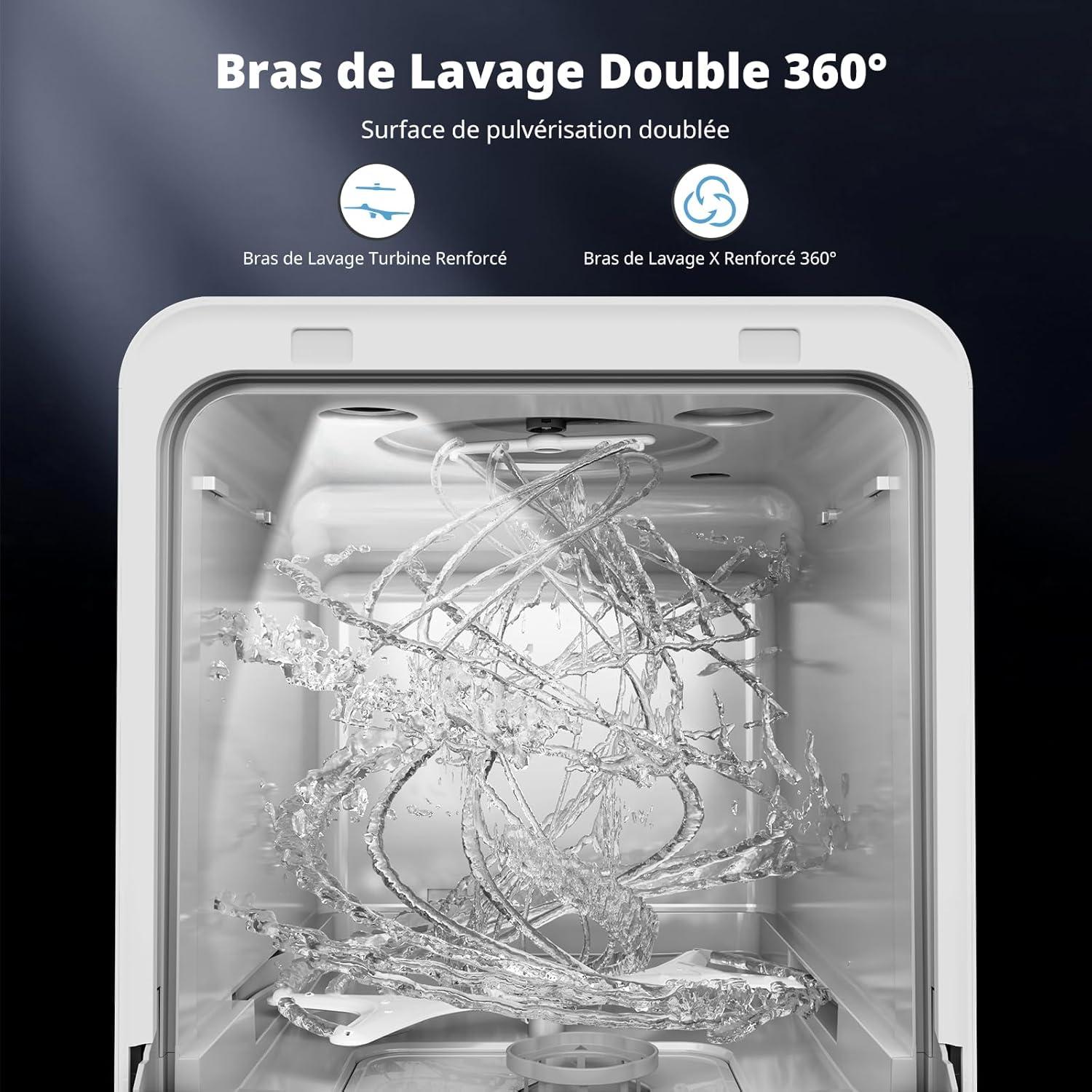 image:imageAIRMSEN Mini Lavevaisselle de Table avec 72 Programmes Design Ultratroit amp Profond 37 50cm 4 couverts Dmarrage Diffr 124H Double Jet 360 Rservoir dEau de 5L Blanc BlancBlanc