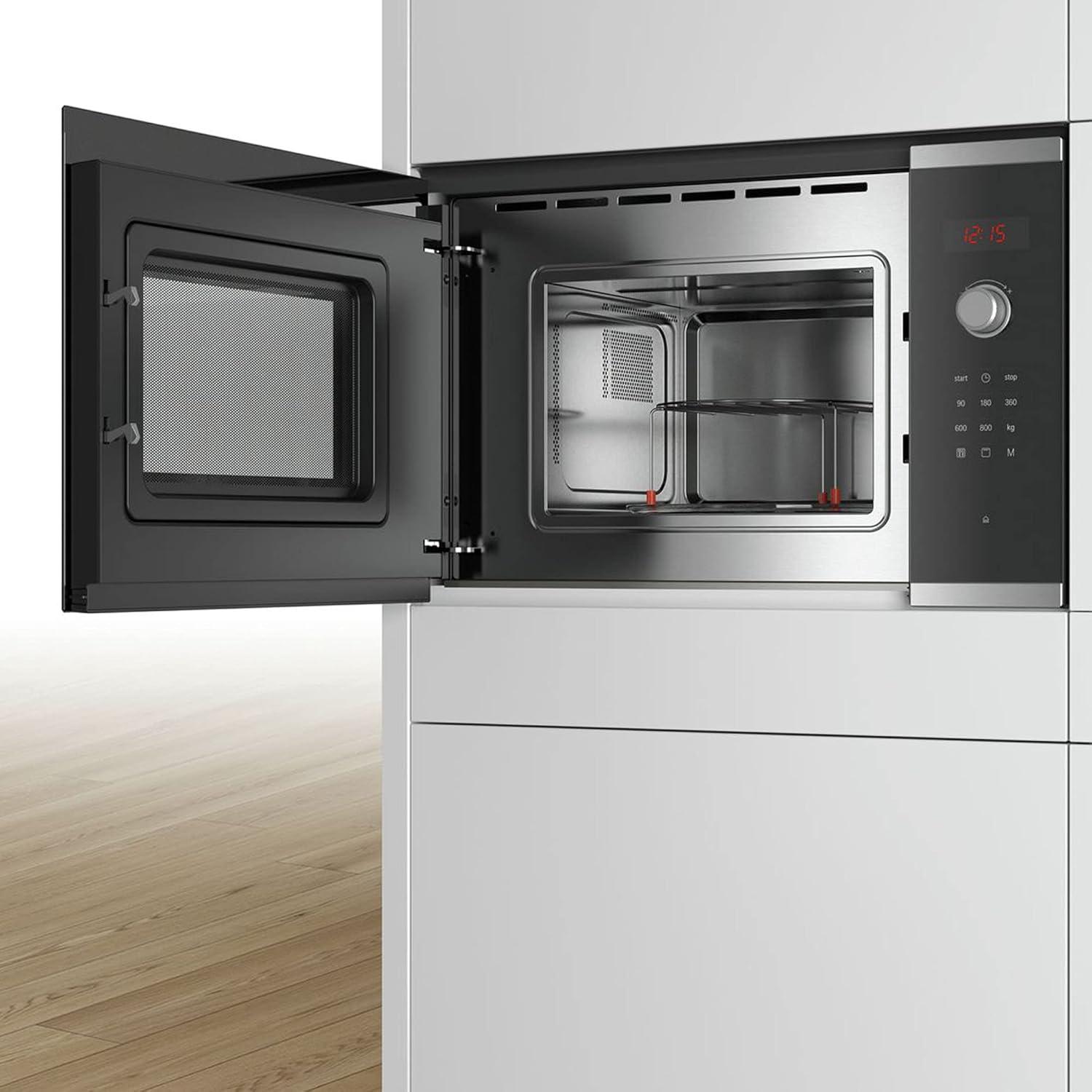 image:imageBosch BEL523MS0 Srie 4 Microondes intgrable 60 x 38 cm 5 puissances 20L Inox20 litres I avec grill I NoirInox