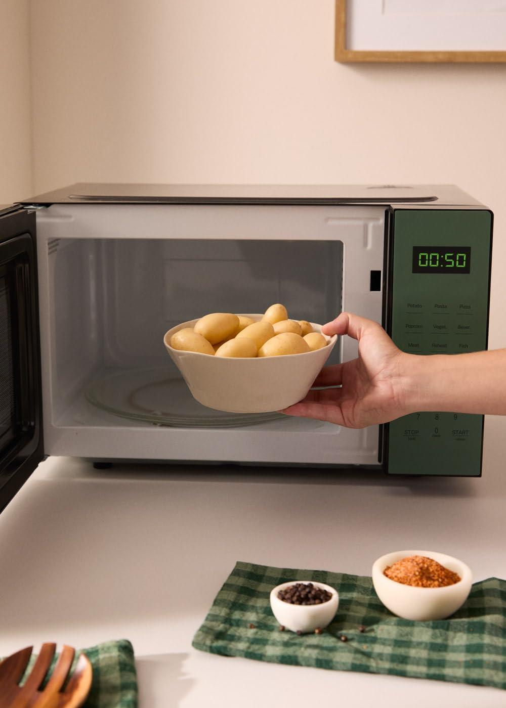 image:imageCREATEMICROWAVE STUDIOMicroondes avec fonction grill et four blanc cassCapacit 23L plateau 285 mm 10 niveaux de puissance 8 programmes automatiques 3 modes grill cran LED 1000WVert Sauge