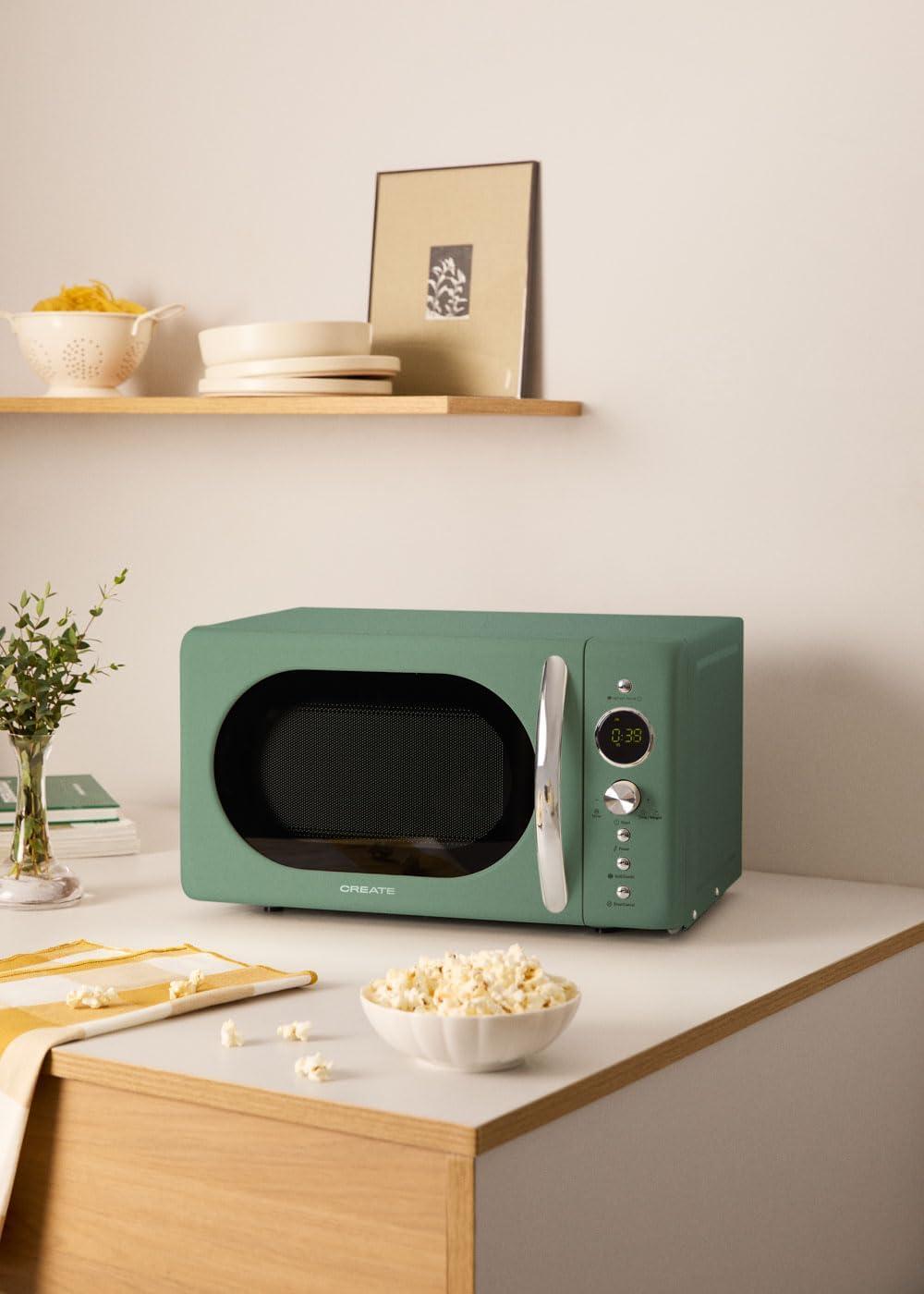 image:imageCREATEMICROWAVE STUDIOMicroondes avec fonction grill et four blanc cassCapacit 23L plateau 285 mm 10 niveaux de puissance 8 programmes automatiques 3 modes grill cran LED 1000WVert Sauge