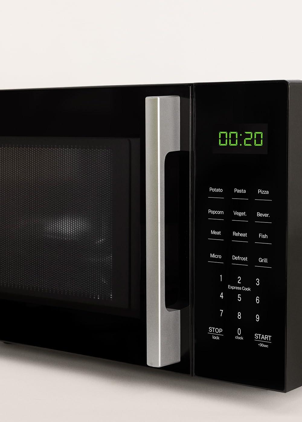 image:imageCREATEMICROWAVE STUDIOMicroondes avec fonction grill et four blanc cassCapacit 23L plateau 285 mm 10 niveaux de puissance 8 programmes automatiques 3 modes grill cran LED 1000WNoir