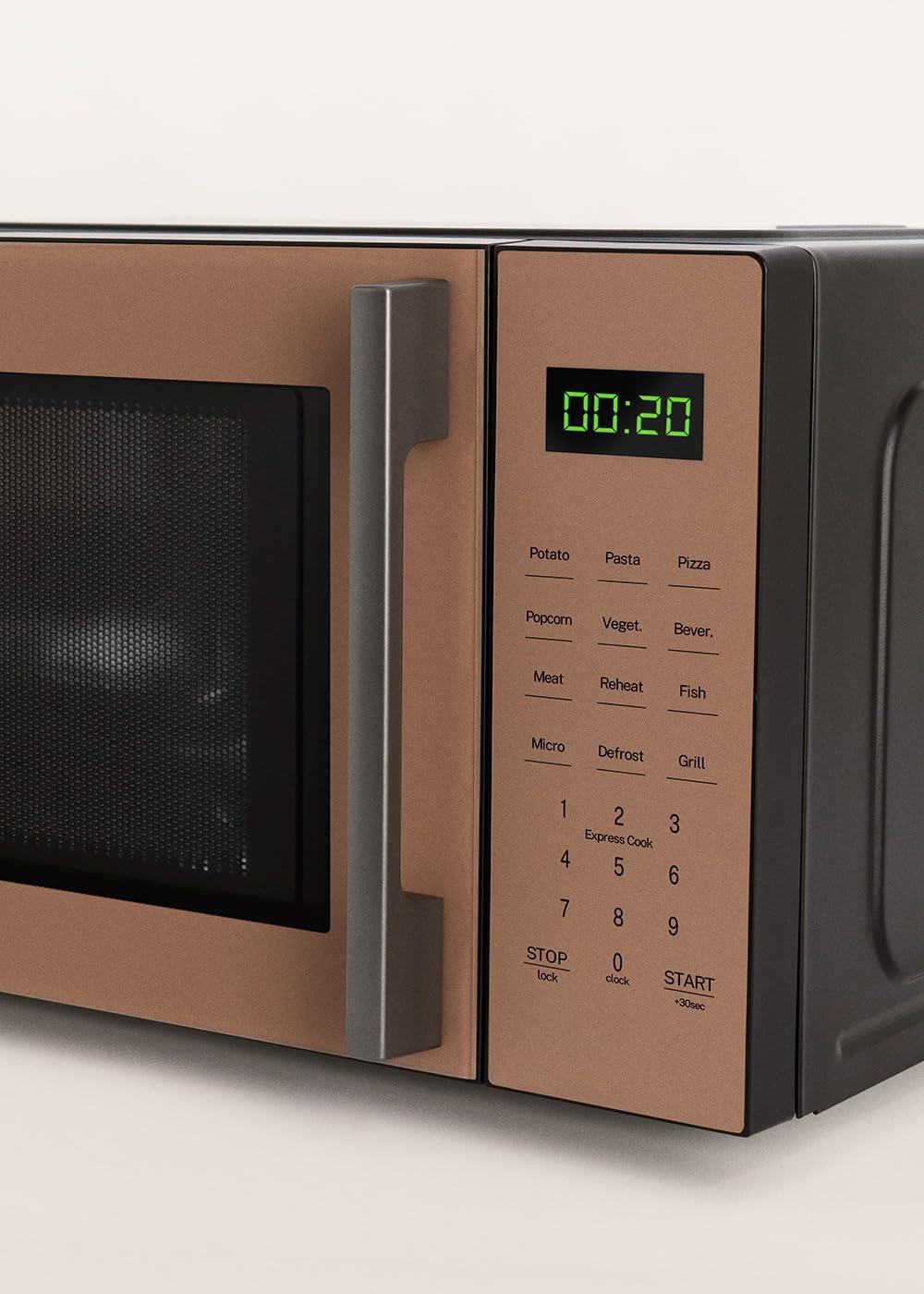 image:imageCREATEMICROWAVE STUDIOMicroondes avec fonction grill et four blanc cassCapacit 23L plateau 285 mm 10 niveaux de puissance 8 programmes automatiques 3 modes grill cran LED 1000WMoka