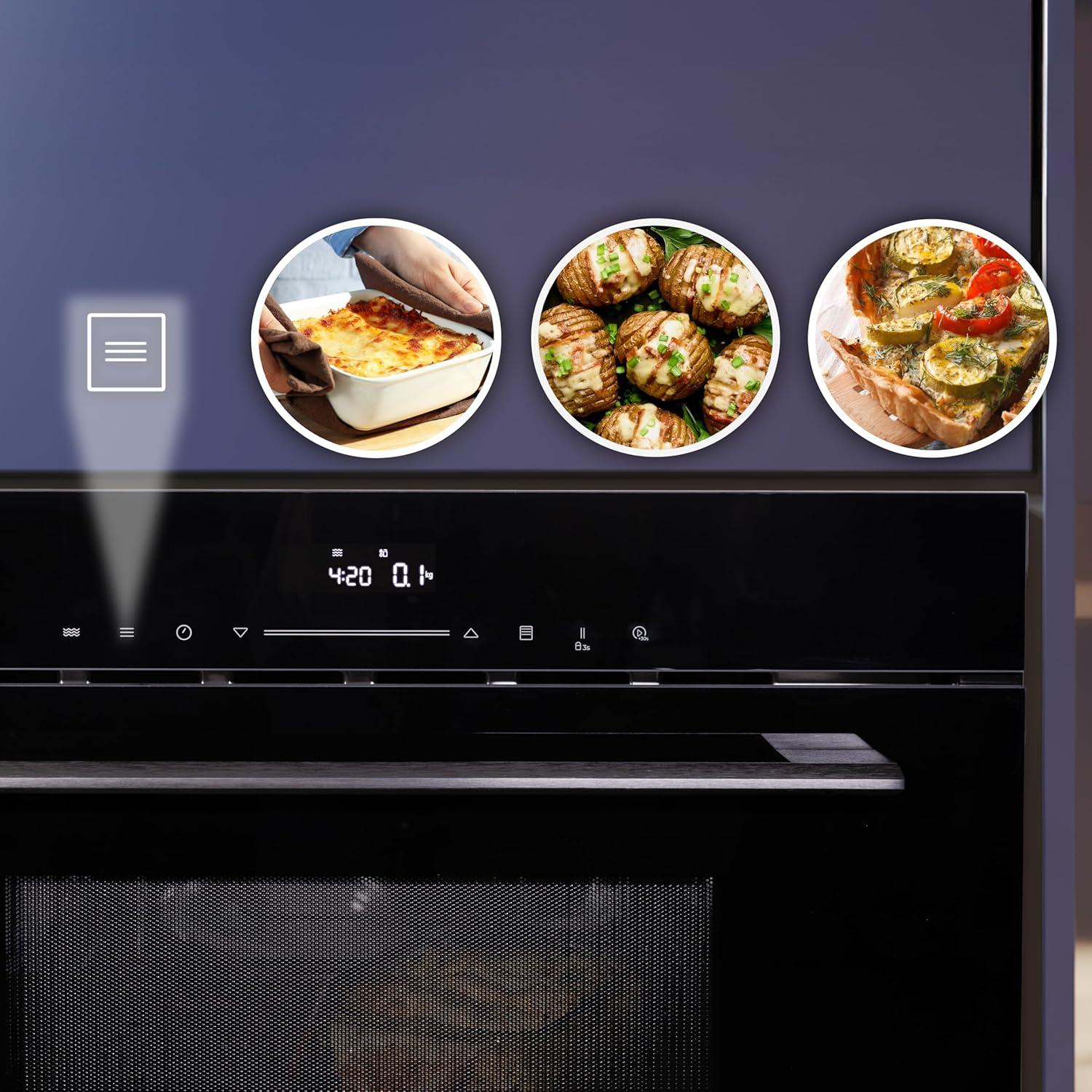 image:imageCecotec Four microondes encastrable 60x50cm Bolero Hexa MWO703800 Line 2300W max 34L fonction microondes convection grill dconglation menu automatique cuisson rapide lectroniqueNoir