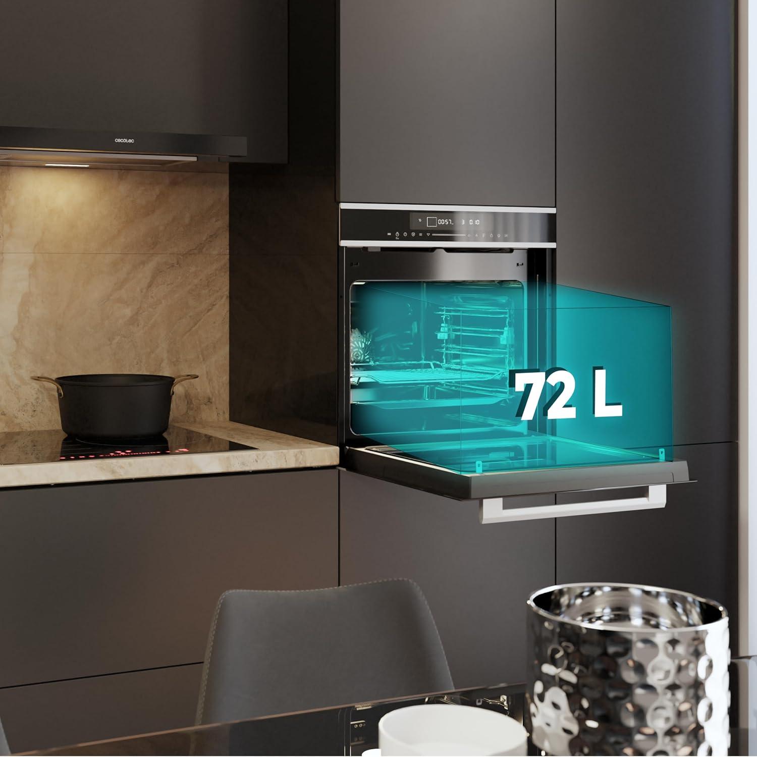 image:imageCecotec Four microondes encastrable 60x50cm Bolero Hexa MWO703800 Line 2300W max 34L fonction microondes convection grill dconglation menu automatique cuisson rapide lectroniqueNoir
