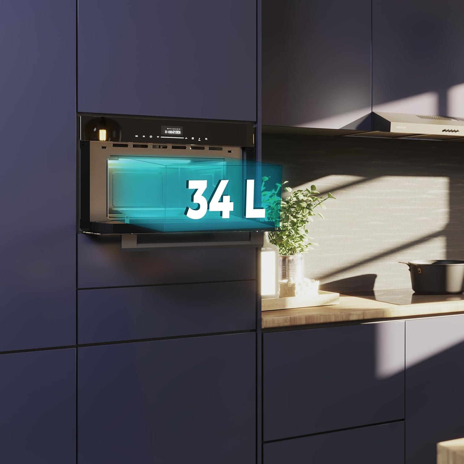 image:imageCecotec Four microondes encastrable 60x50cm Bolero Hexa MWO703800 Line 2300W max 34L fonction microondes convection grill dconglation menu automatique cuisson rapide lectroniqueNoir