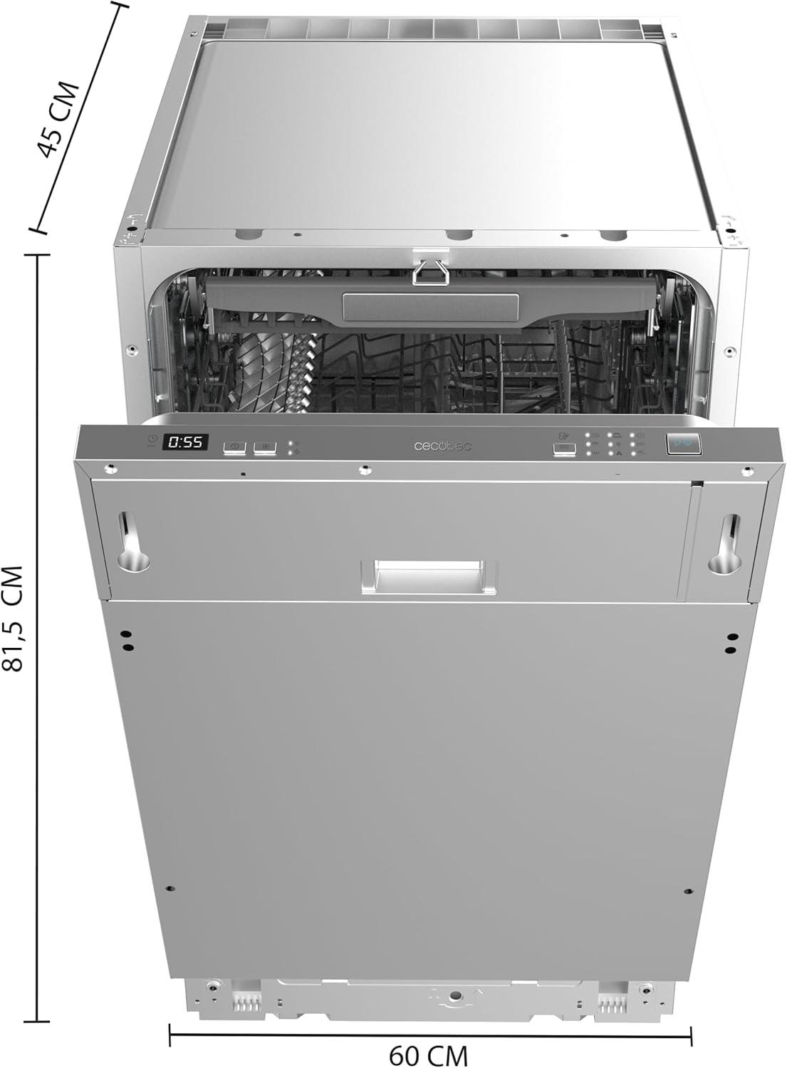 image:imageCecotec LaveVaisselle Intgr 60 cm Bolero Aguazero 6500 FullBI 15 Couverts Troisime Bac Faible Consommation dnergie 6 Programmes avec Dual Zone Wash O2 Dry Motor Inverter Plus11 Couverts 45 cm