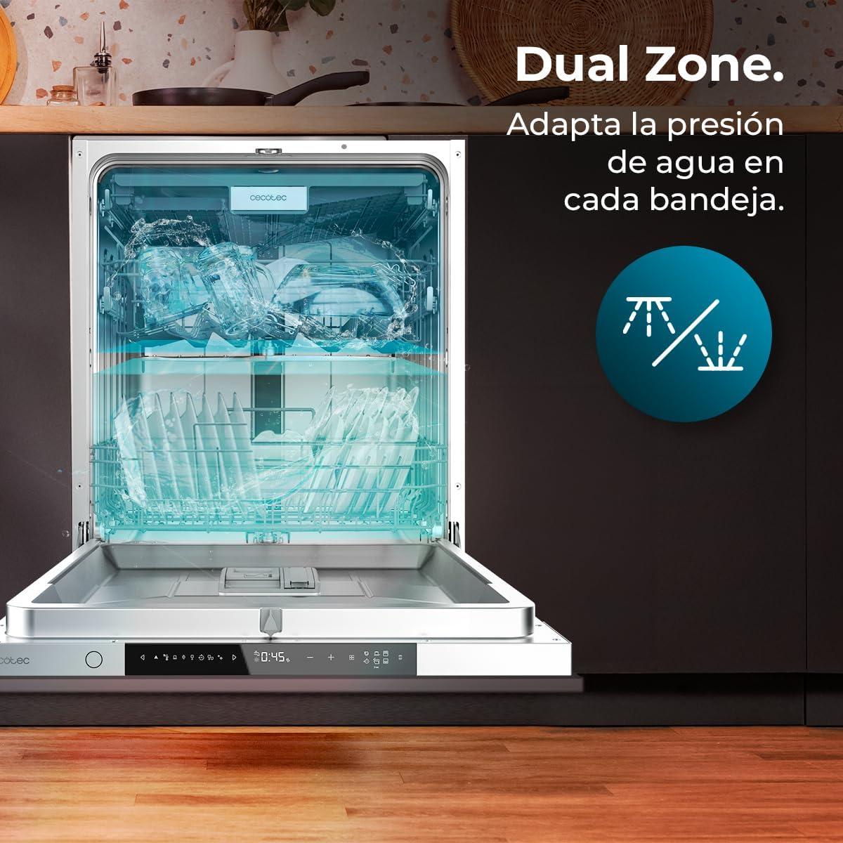 image:imageCecotec LaveVaisselle Intgr 60 cm Bolero Aguazero 6500 FullBI 15 Couverts Troisime Bac Faible Consommation dnergie 6 Programmes avec Dual Zone Wash O2 Dry Motor Inverter Plus14 Couverts 60 cm