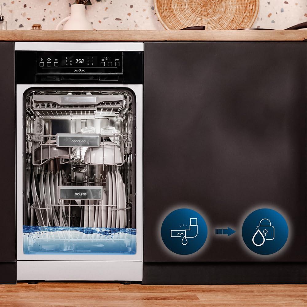 image:imageCecotec Lavevaisselle Indpendant de 45 cm Bolero Aguazero 4201 E 11 Couverts 6 Programmes avec Dual Zone Wash Dpart Diffr jusqu 24 heures avant et AquaStop lectronique Plateau CouvertsBlanc