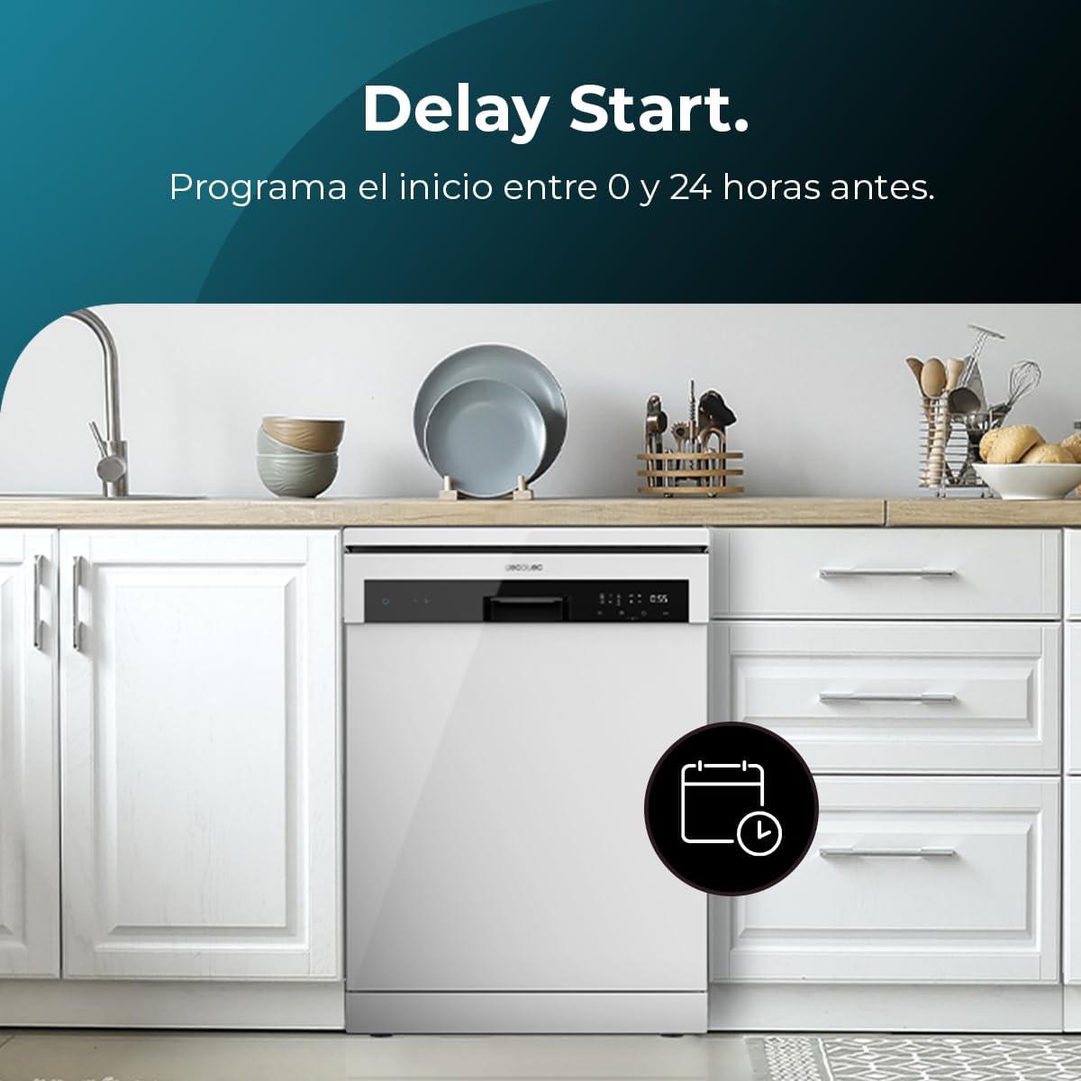 image:imageCecotec Lavevaisselle Indpendant de 45 cm Bolero Aguazero 4201 E 11 Couverts 6 Programmes avec Dual Zone Wash Dpart Diffr jusqu 24 heures avant et AquaStop lectronique Plateau CouvertsBlanc