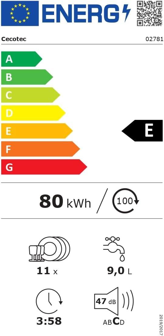 image:imageCecotec Lavevaisselle Indpendant de 45 cm Bolero Aguazero 4201 E 11 Couverts 6 Programmes avec Dual Zone Wash Dpart Diffr jusqu 24 heures avant et AquaStop lectronique Plateau CouvertsBlanc