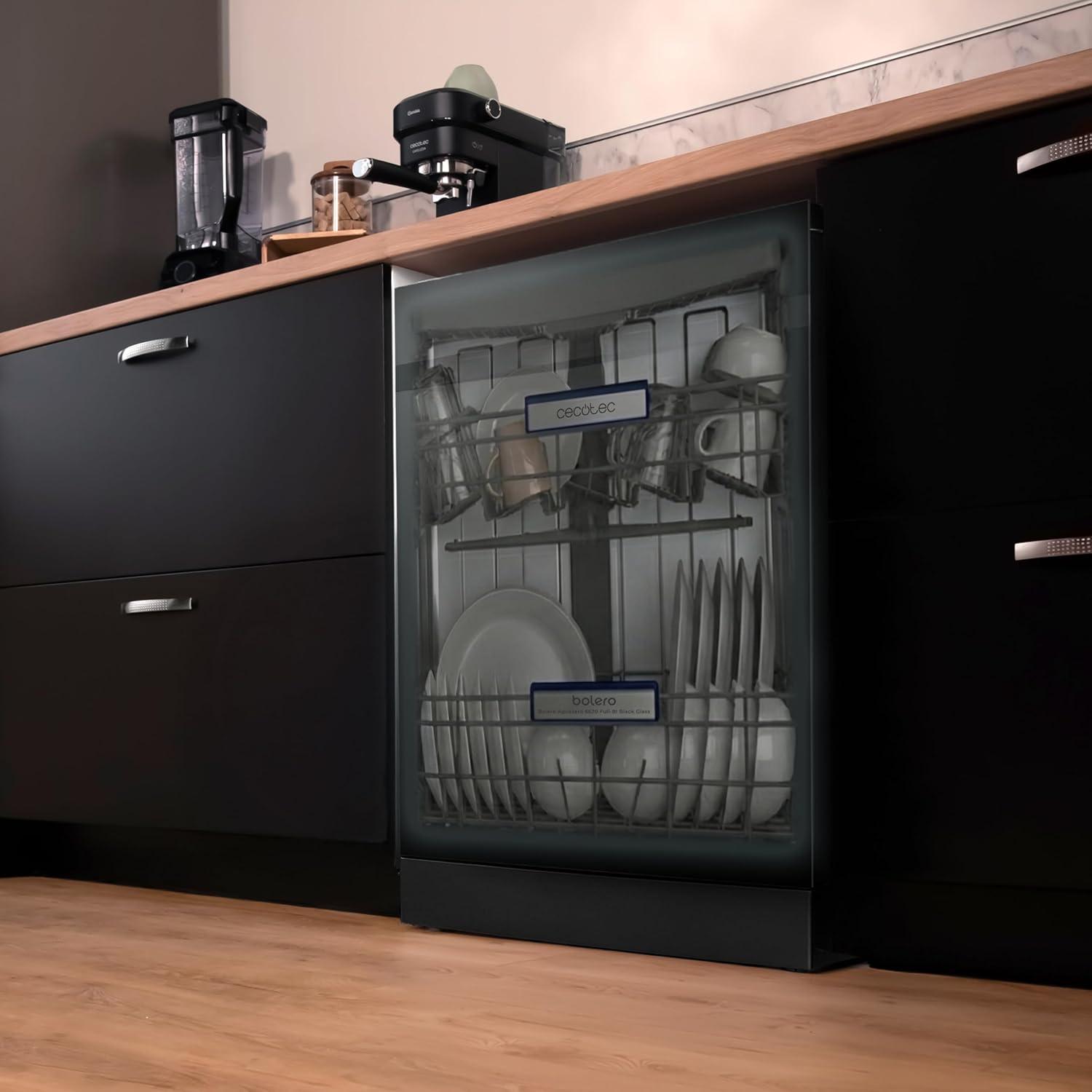 image:imageCecotec Lavevaisselle Intgrable 60cm Bolero Aguazero 6620 FullBI Black Glass C 1850W 15 Couverts 8 Programmes Moteur Inverter cran FullColor Smart Wash Turbo Dry AutoClean