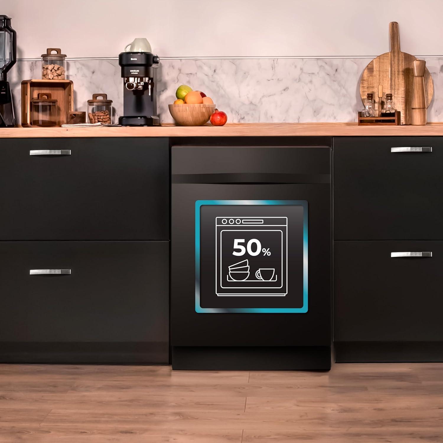 image:imageCecotec Lavevaisselle Intgrable 60cm Bolero Aguazero 6620 FullBI Black Glass C 1850W 15 Couverts 8 Programmes Moteur Inverter cran FullColor Smart Wash Turbo Dry AutoClean