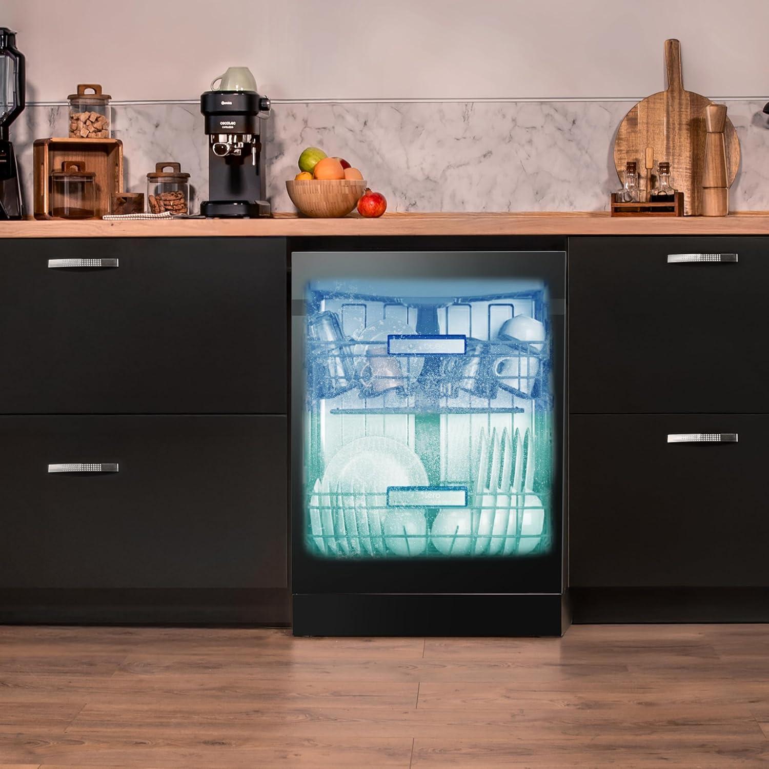 image:imageCecotec Lavevaisselle Intgrable 60cm Bolero Aguazero 6620 FullBI Black Glass C 1850W 15 Couverts 8 Programmes Moteur Inverter cran FullColor Smart Wash Turbo Dry AutoClean
