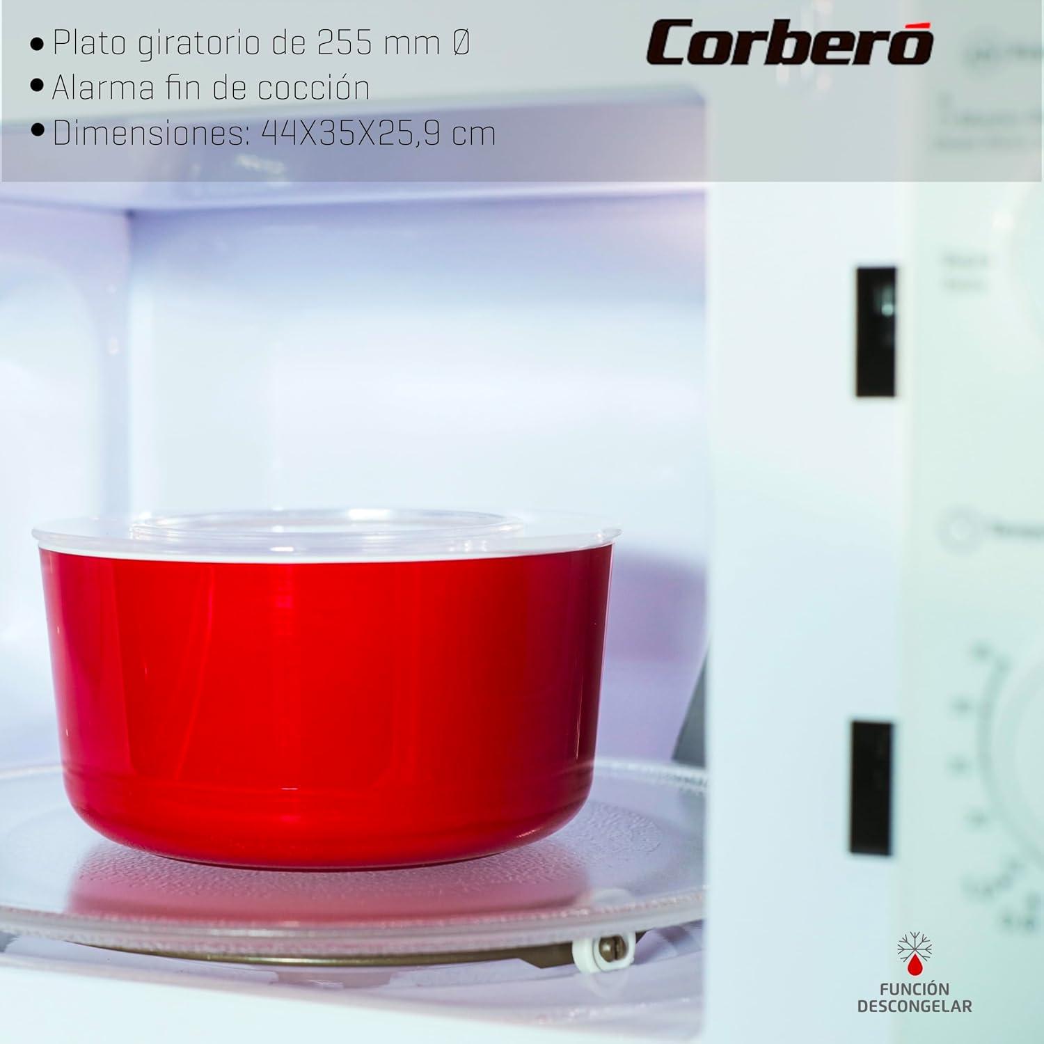 image:imageCorber CMICM4020W Microondes installation libre cap 20 litres blanc puissance 700 W dconglation 5 niveaux puissance contrle mcanique temprature 35 min plateau rotatif 255