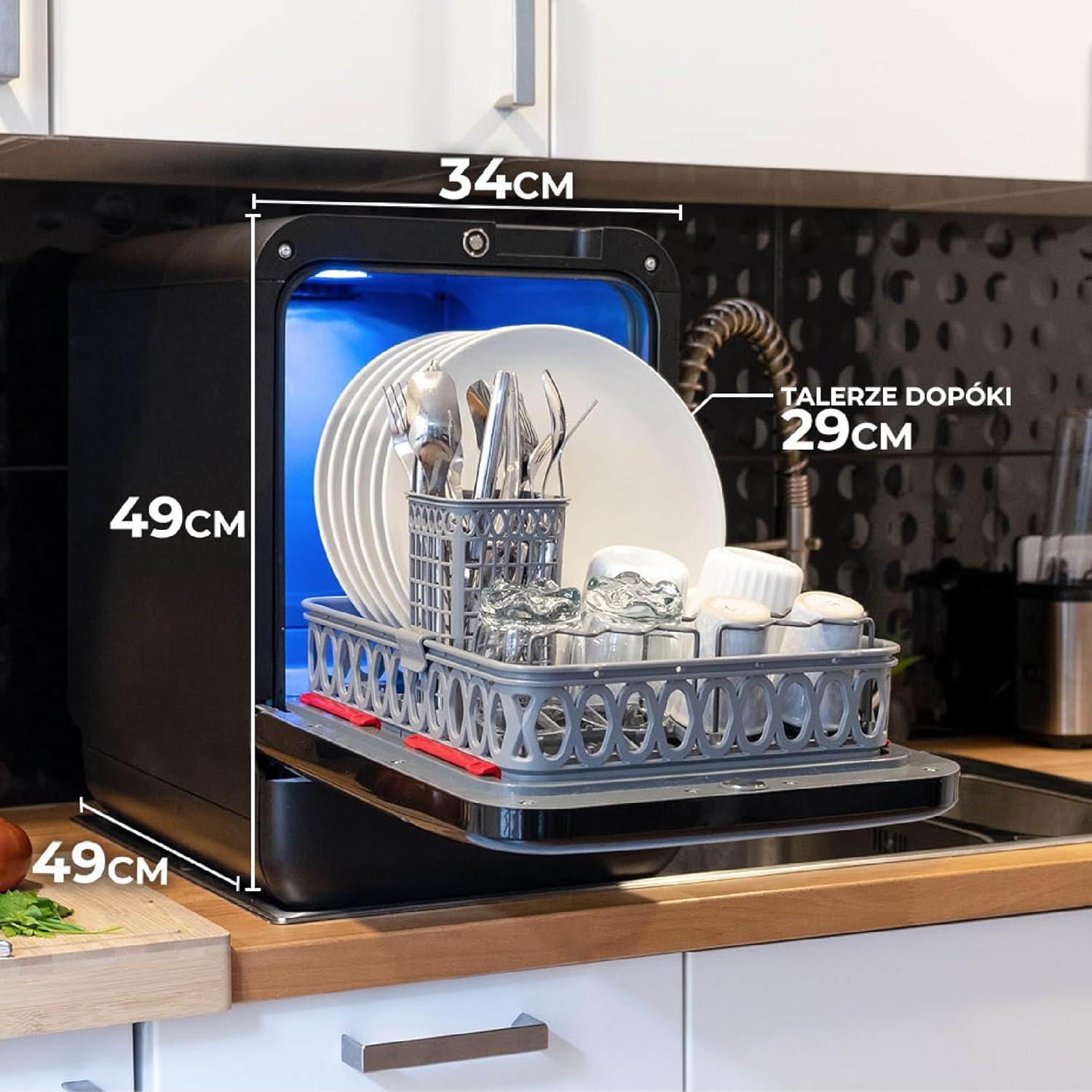 image:imageDAAN TECH Bob Lavevaisselle Compact 3 Couverts Encastrable Pose Libre Avec Rservoir Portable Schage Naturel Assiette 29 cm Origine France GarantieBlancbleu