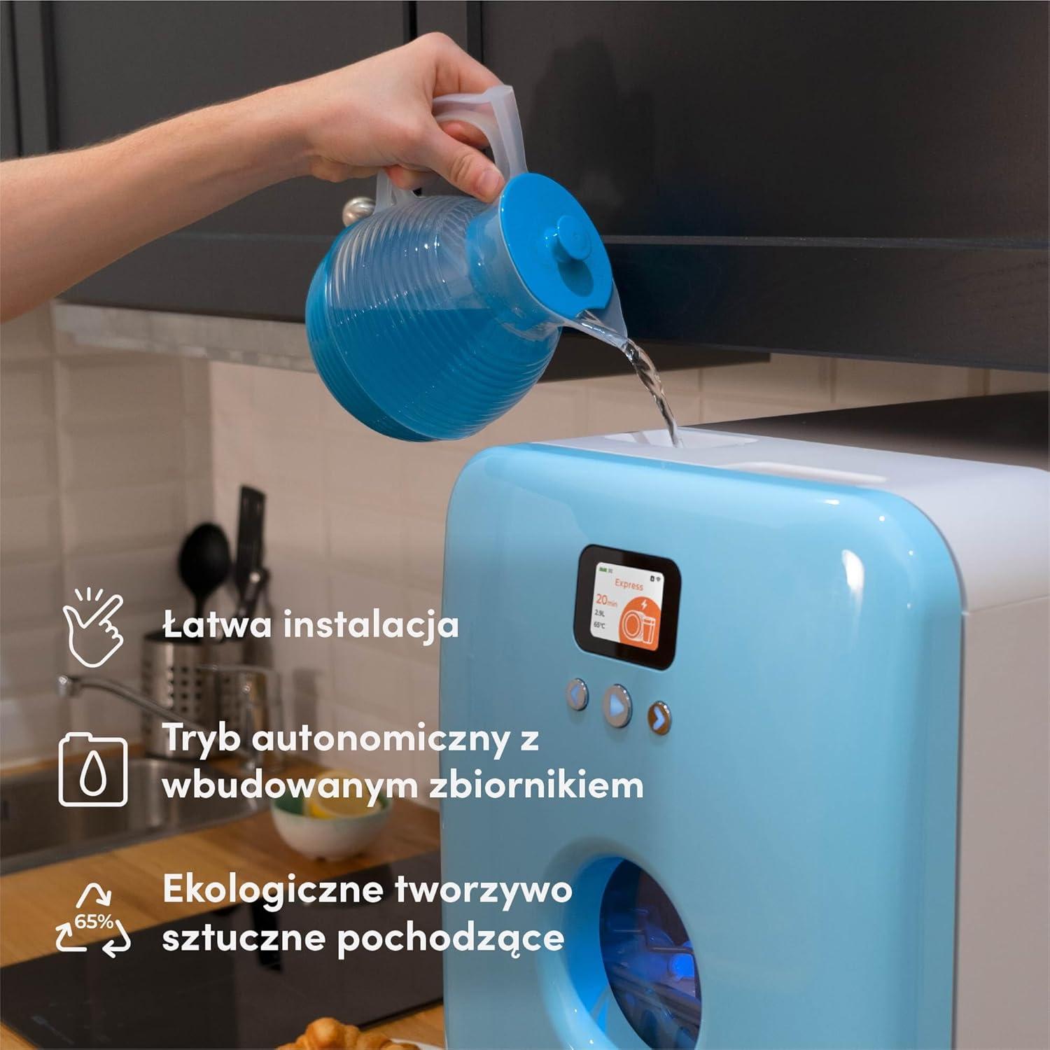 image:imageDAAN TECH Bob Lavevaisselle Compact 3 Couverts Encastrable Pose Libre Avec Rservoir Portable Schage Naturel Assiette 29 cm Origine France GarantieBlancbleu