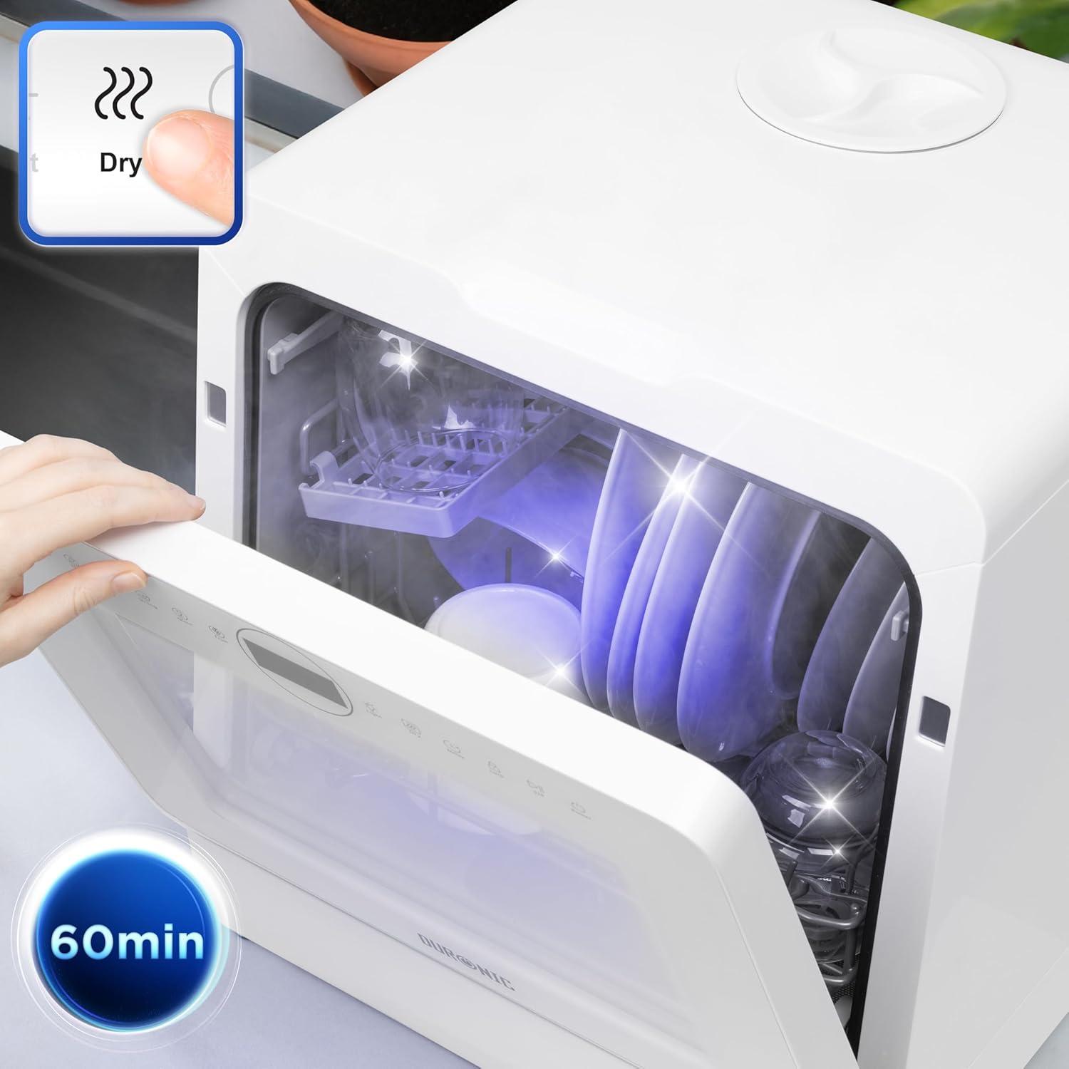 image:imageDuronic DW5 BK Lavevaisselle de table 950W lave vaisselle posable portable compact gain de place pour petite cuisine 7 programmes de lavage schage efficace pratiqueDw5 We