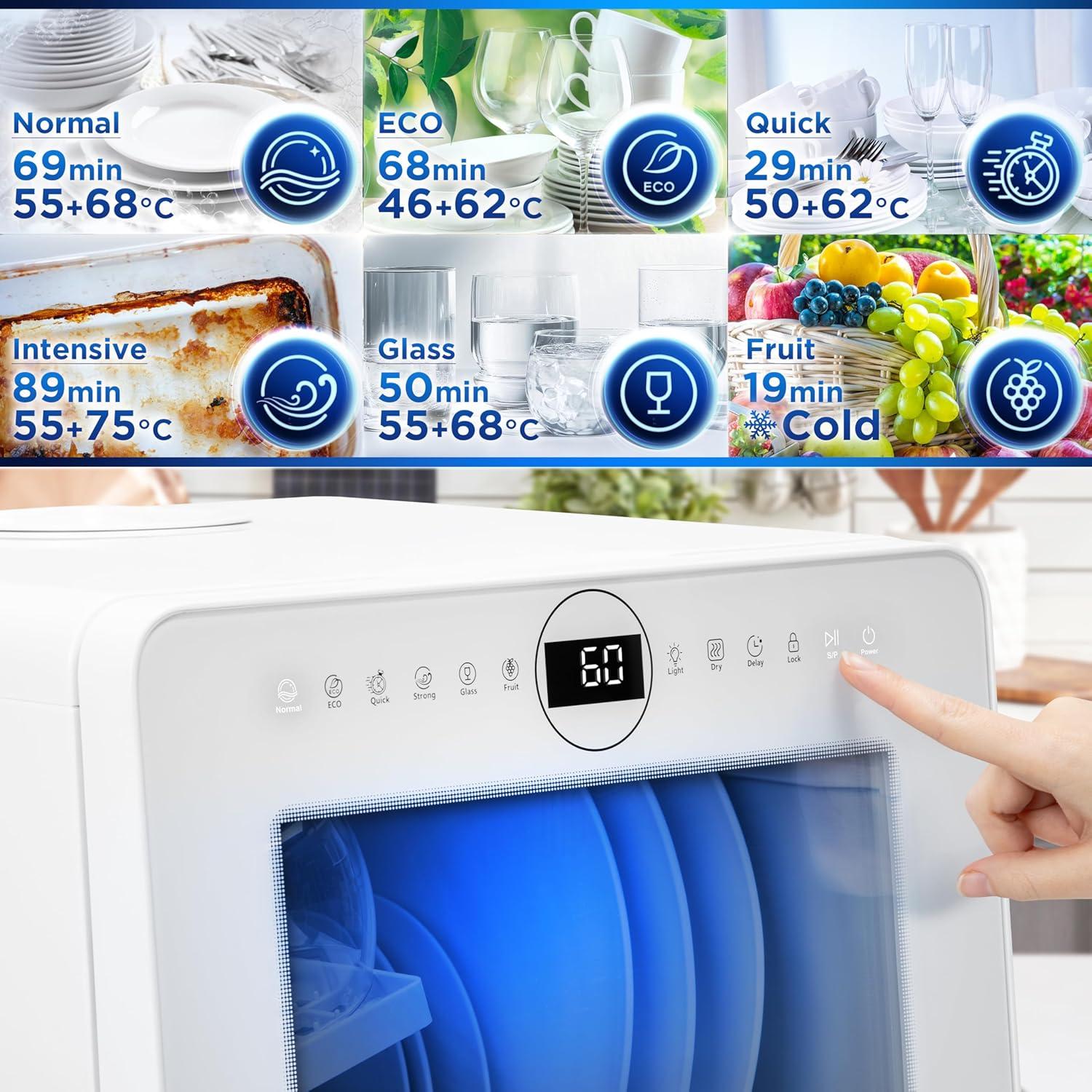 image:imageDuronic DW5 BK Lavevaisselle de table 950W lave vaisselle posable portable compact gain de place pour petite cuisine 7 programmes de lavage schage efficace pratiqueDw5 We