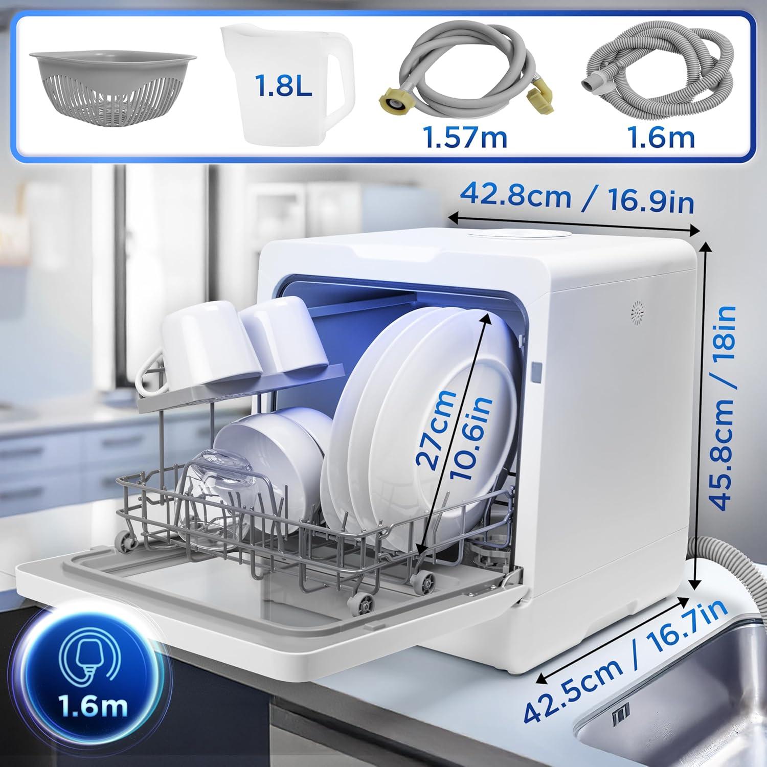 image:imageDuronic DW5 BK Lavevaisselle de table 950W lave vaisselle posable portable compact gain de place pour petite cuisine 7 programmes de lavage schage efficace pratiqueDw5 We