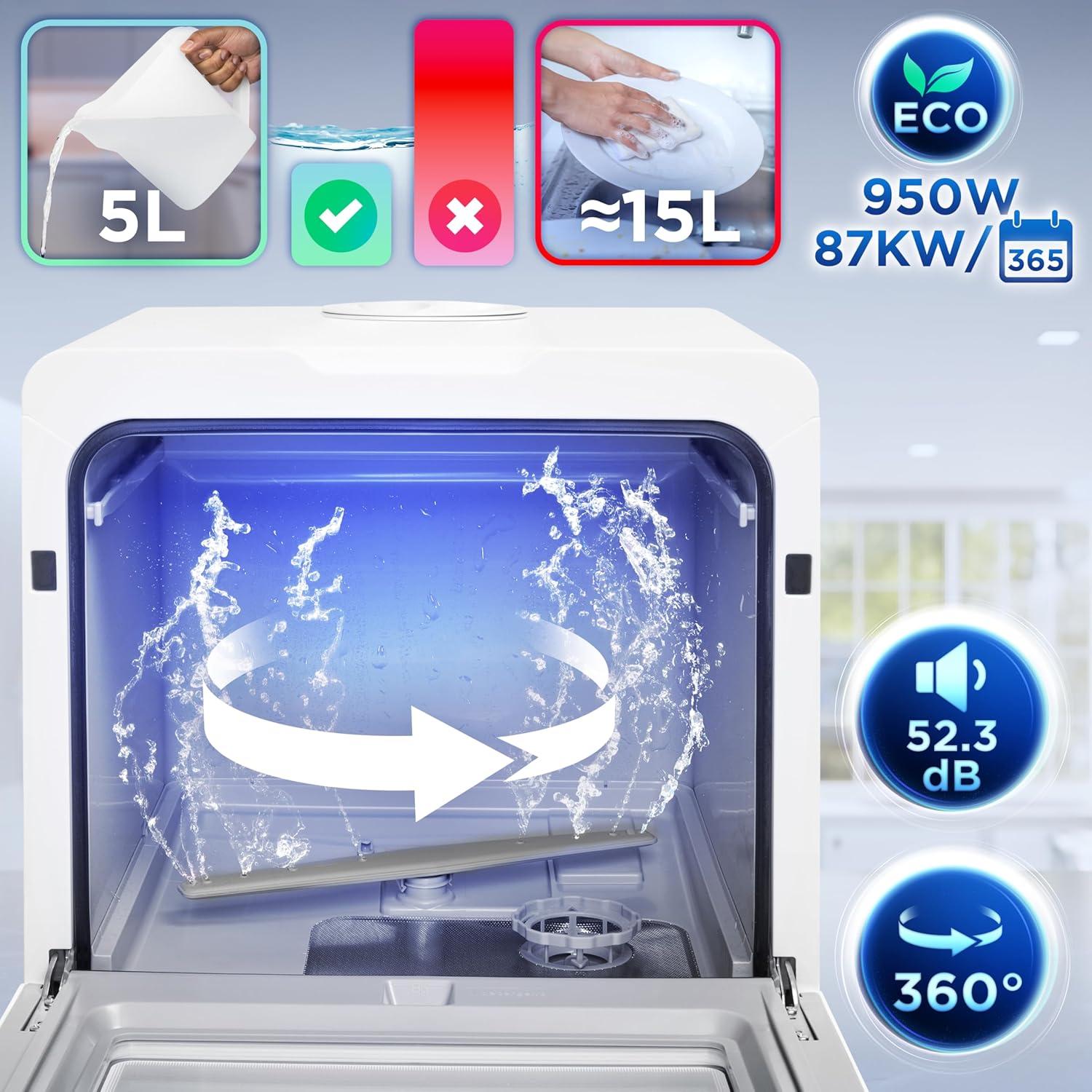 image:imageDuronic DW5 BK Lavevaisselle de table 950W lave vaisselle posable portable compact gain de place pour petite cuisine 7 programmes de lavage schage efficace pratiqueDw5 We