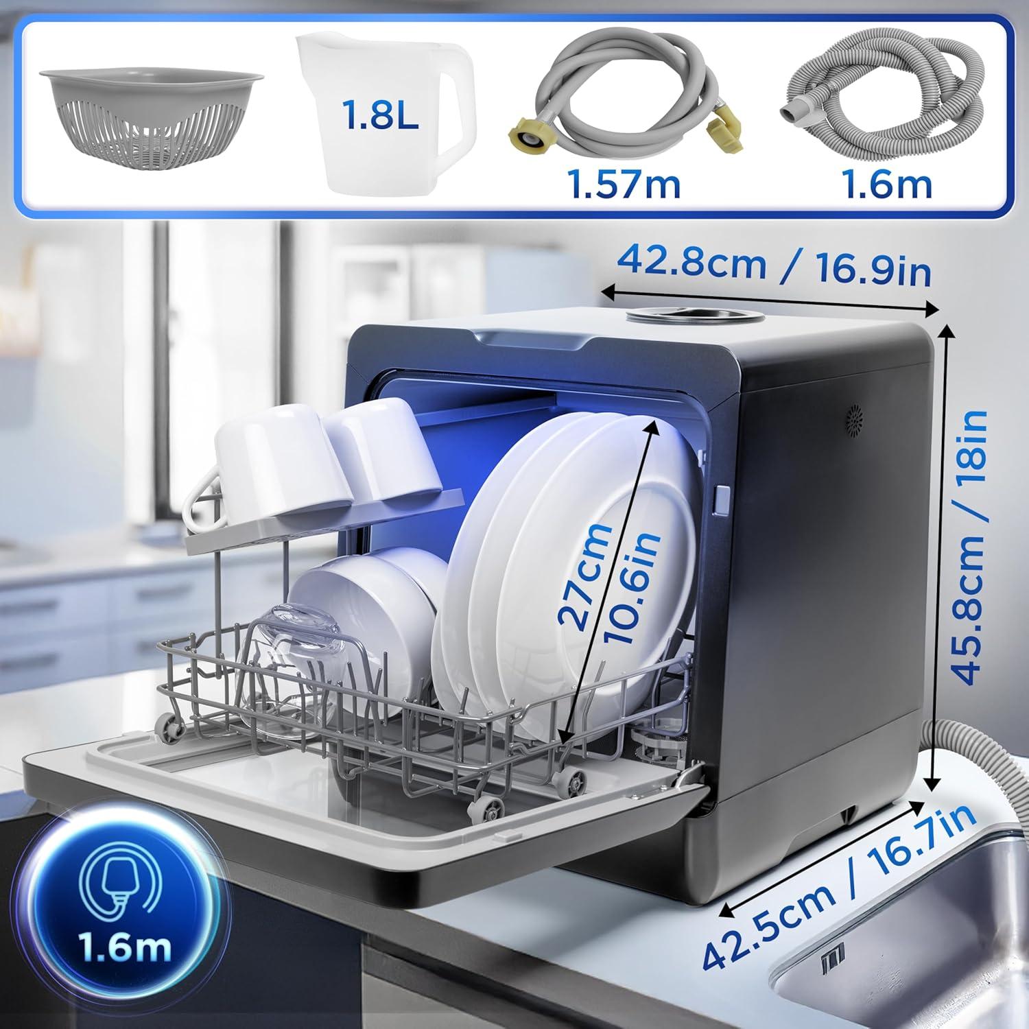 image:imageDuronic DW5 BK Lavevaisselle de table 950W lave vaisselle posable portable compact gain de place pour petite cuisine 7 programmes de lavage schage efficace pratiqueDw5 Bk