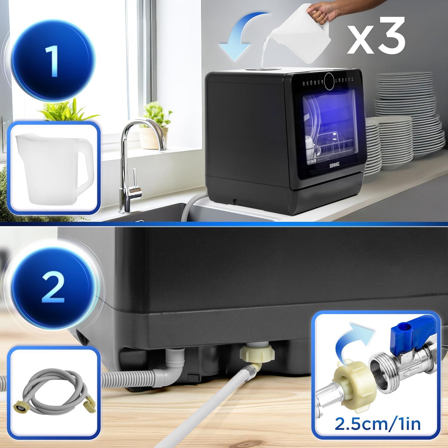 image:imageDuronic DW5 BK Lavevaisselle de table 950W lave vaisselle posable portable compact gain de place pour petite cuisine 7 programmes de lavage schage efficace pratiqueDw5 Bk