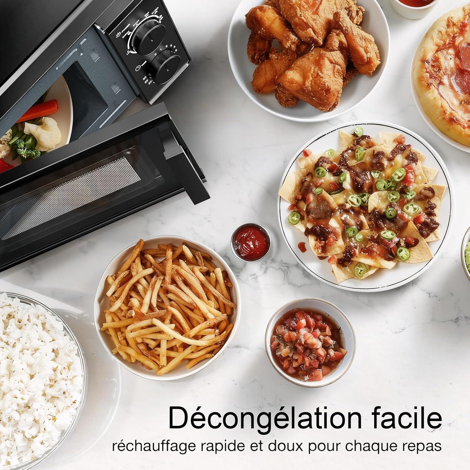 image:imageGalanz Microondes 20 L P70T20LVB 700W Microondes avec 6 niveaux de puissance minuterie de 0 30 minutes nettoyage facile grce au plateau tournant en verre noirNoir