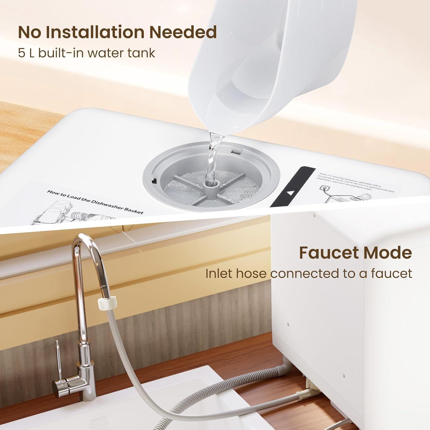 image:imageHAVA mini lave vaisselle 6 programmes portables avec rservoir deau intgr de 5 L aucun branchement ncessaire fonction de soin de bb et de schage lair pour appartements et campingcars
