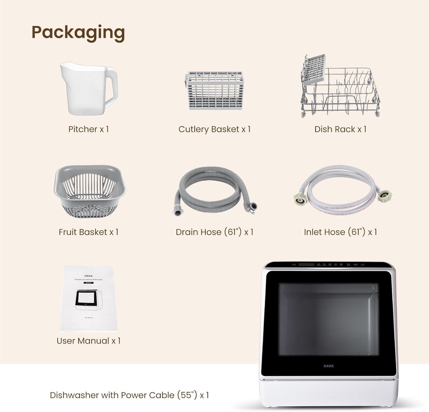 image:imageHAVA mini lave vaisselle 6 programmes portables avec rservoir deau intgr de 5 L aucun branchement ncessaire fonction de soin de bb et de schage lair pour appartements et campingcars