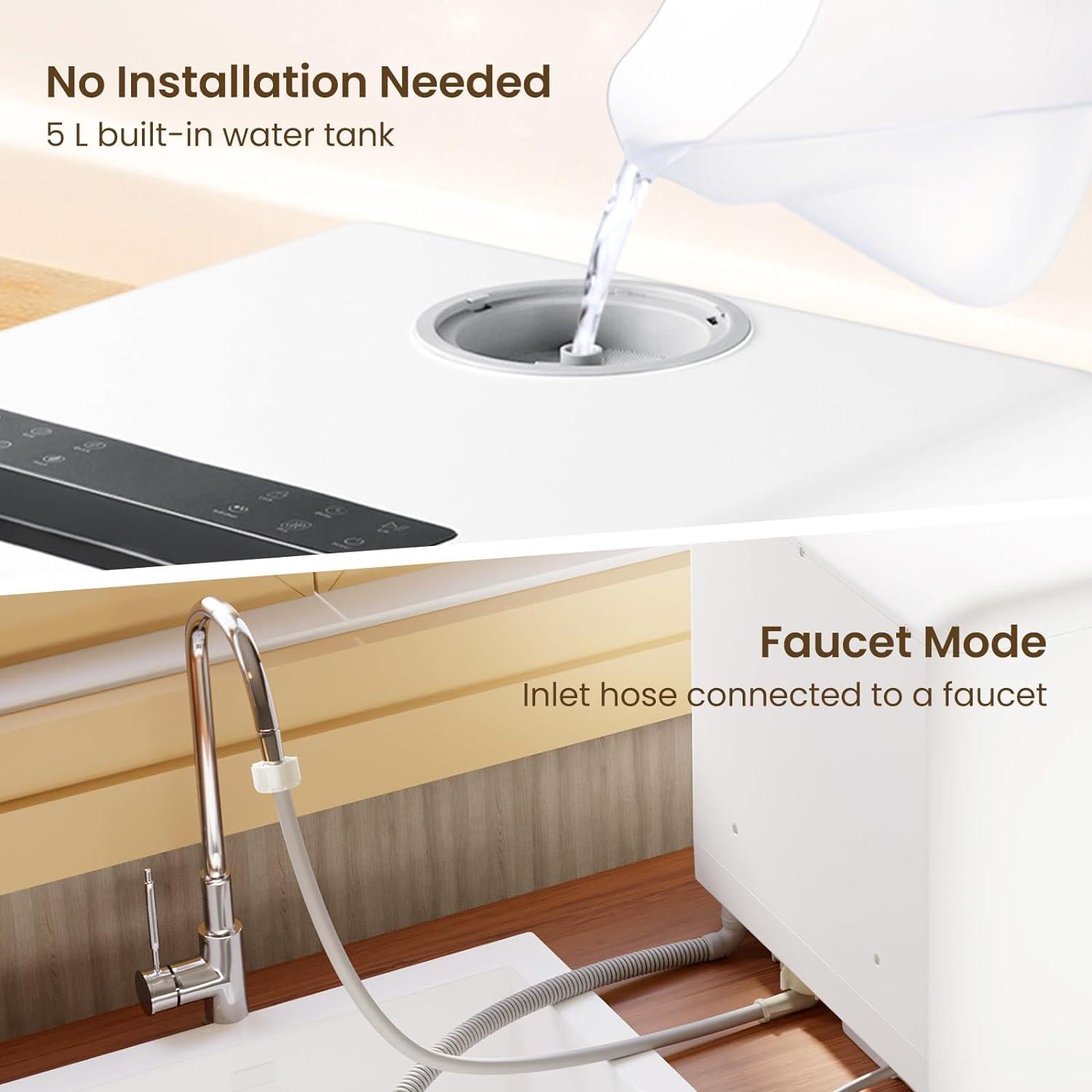 image:imageHAVA mini lave vaisselle nouveau modle amlior 2024 8 programmes de lavage lavevaisselle portable avec scurit enfant et fonction de dmarrage diffr rservoir deau de 5 L