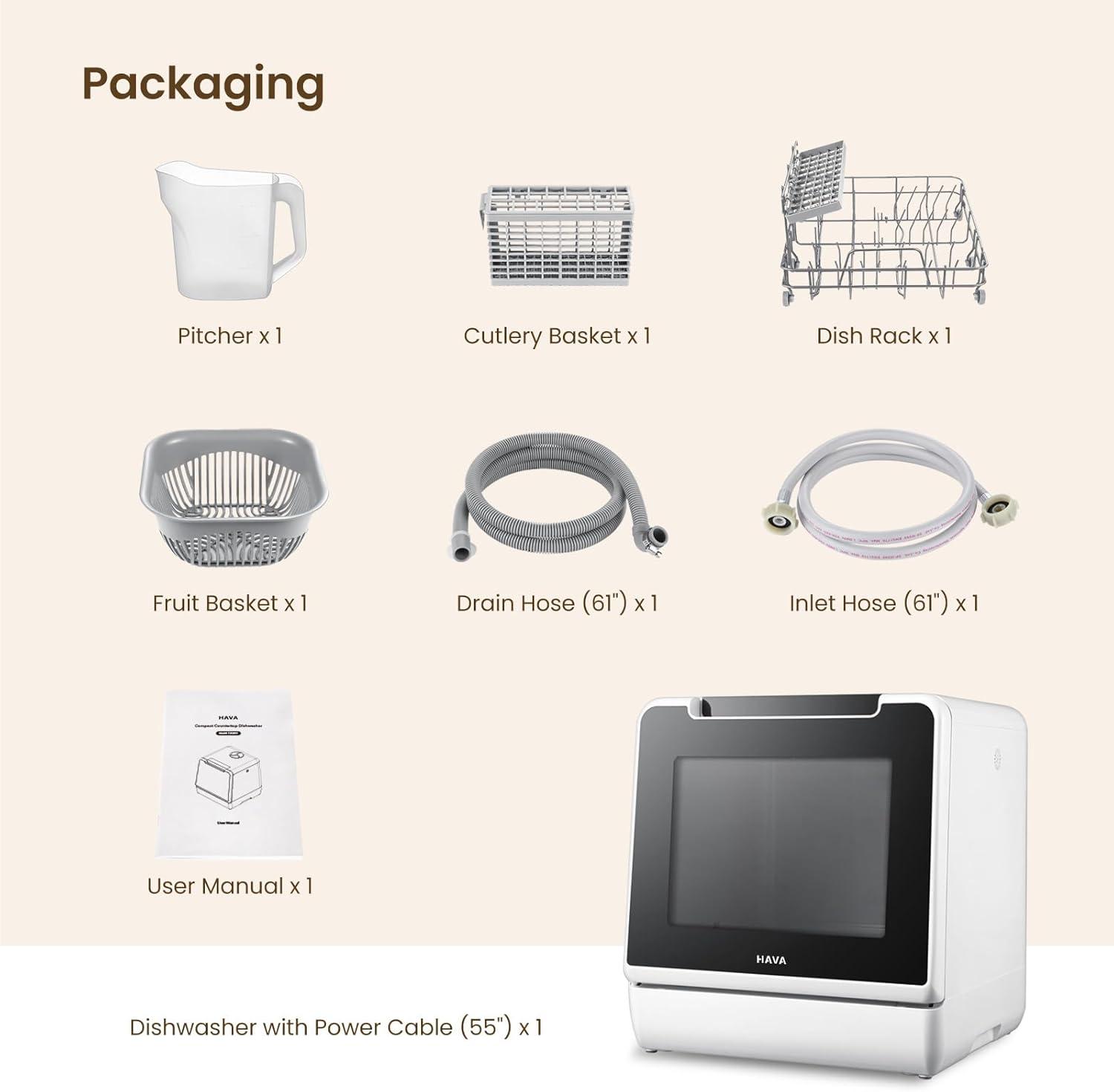 image:imageHAVA mini lave vaisselle nouveau modle amlior 2024 8 programmes de lavage lavevaisselle portable avec scurit enfant et fonction de dmarrage diffr rservoir deau de 5 L