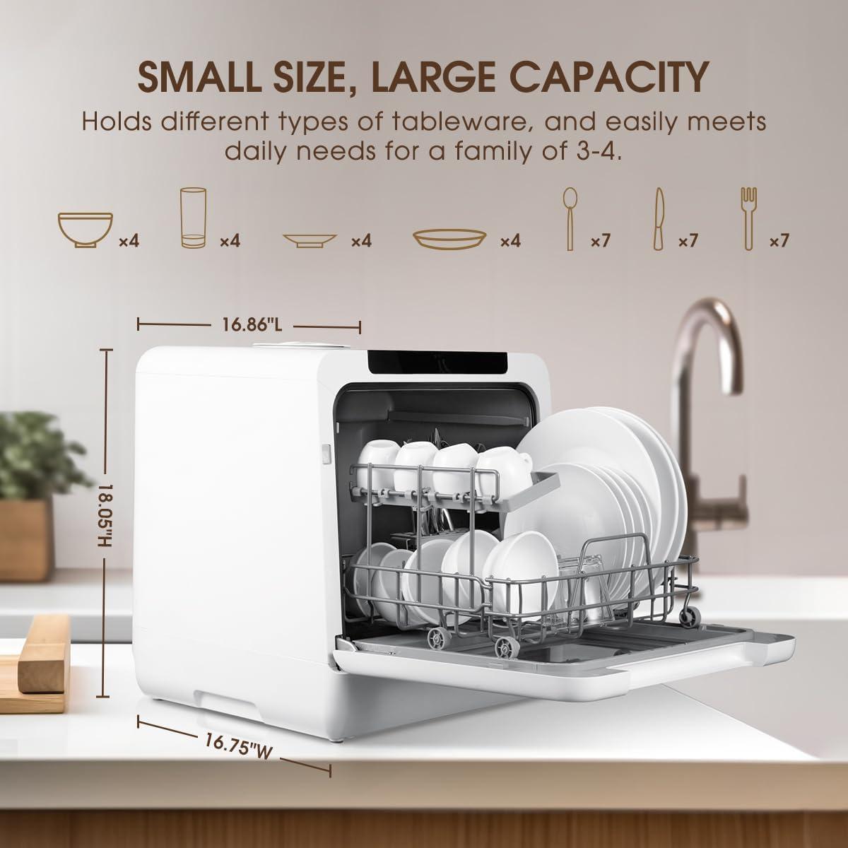 image:imageHAVA mini lave vaisselle nouveau modle amlior 2024 8 programmes de lavage lavevaisselle portable avec scurit enfant et fonction de dmarrage diffr rservoir deau de 5 L