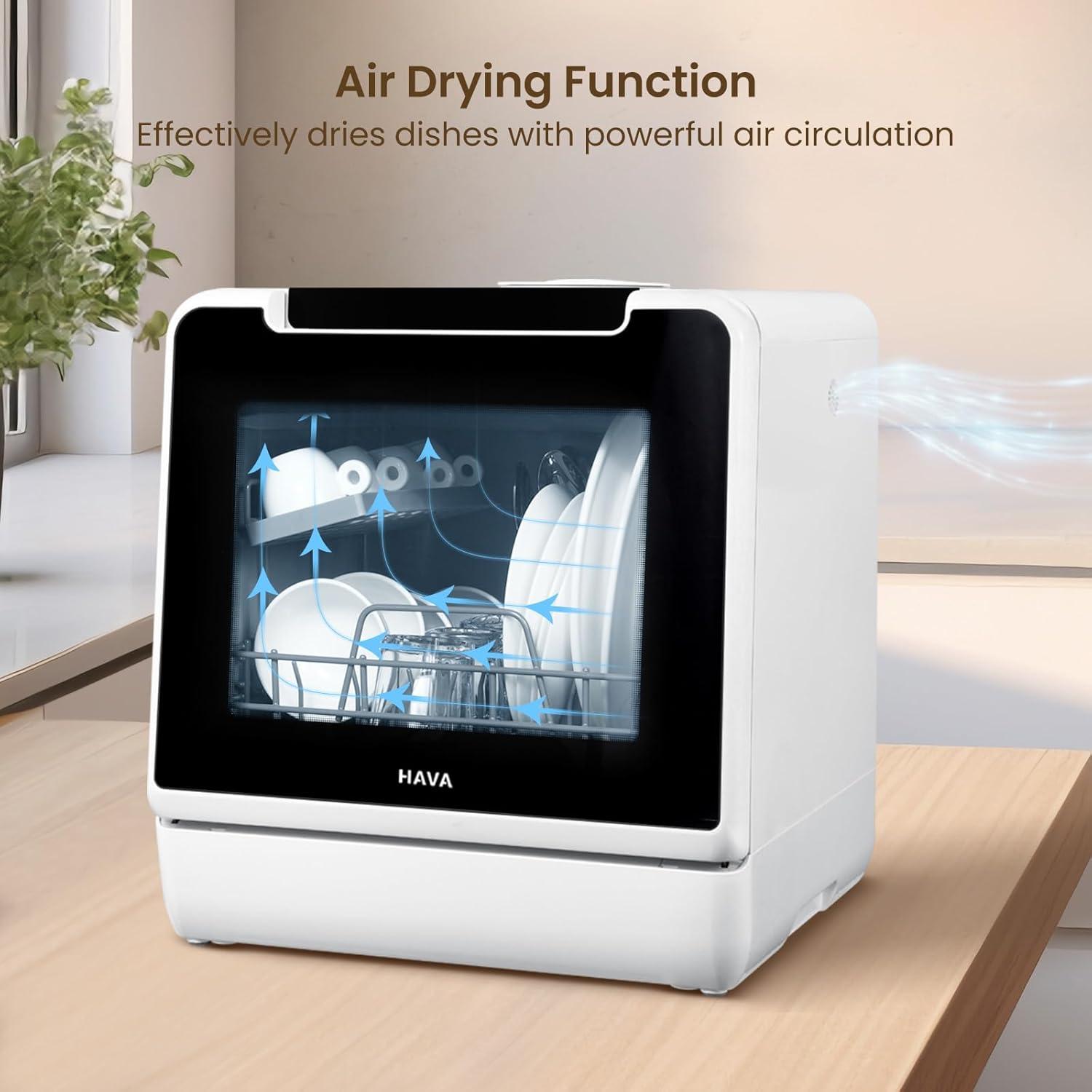 image:imageHAVA mini lave vaisselle nouveau modle amlior 2024 8 programmes de lavage lavevaisselle portable avec scurit enfant et fonction de dmarrage diffr rservoir deau de 5 L