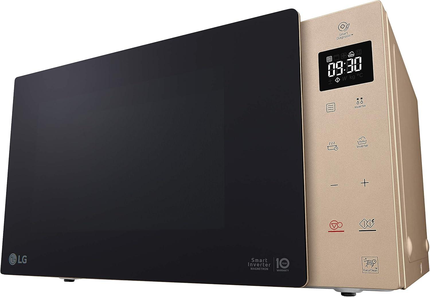 image:imageLG MH6565CPW Grill Smart Inverter Microondes 1 000 W Grill 900 W MicroGrill 1 450 W 25 litres de capacit cran LED Plateau Crispy Plateau intrieur 292 mm Noir matBlond Cendr