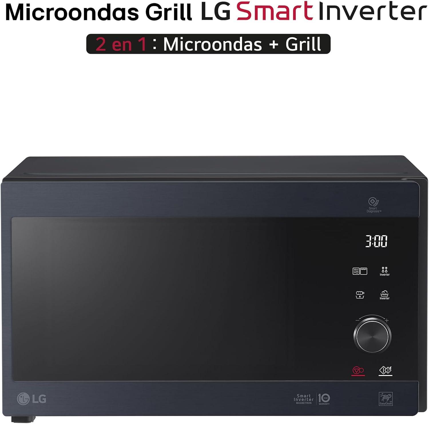 image:imageLG MH6565CPW Grill Smart Inverter Microondes 1 000 W Grill 900 W MicroGrill 1 450 W 25 litres de capacit cran LED Plateau Crispy Plateau intrieur 292 mm Noir matMat Noir