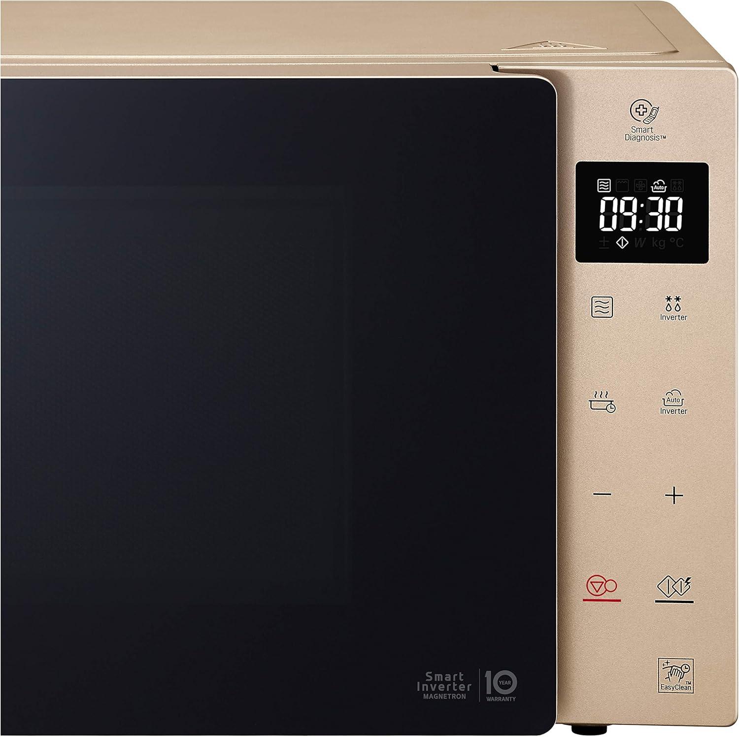 image:imageLG MH6565CPW Grill Smart Inverter Microondes 1 000 W Grill 900 W MicroGrill 1 450 W 25 litres de capacit cran LED Plateau Crispy Plateau intrieur 292 mm Noir matBlond Cendr