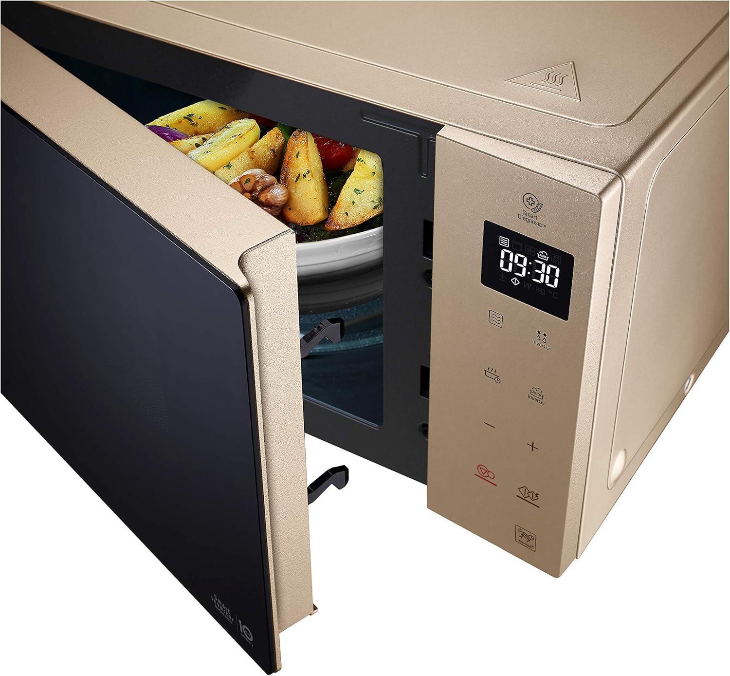 image:imageLG MH6565CPW Grill Smart Inverter Microondes 1 000 W Grill 900 W MicroGrill 1 450 W 25 litres de capacit cran LED Plateau Crispy Plateau intrieur 292 mm Noir matBlond Cendr