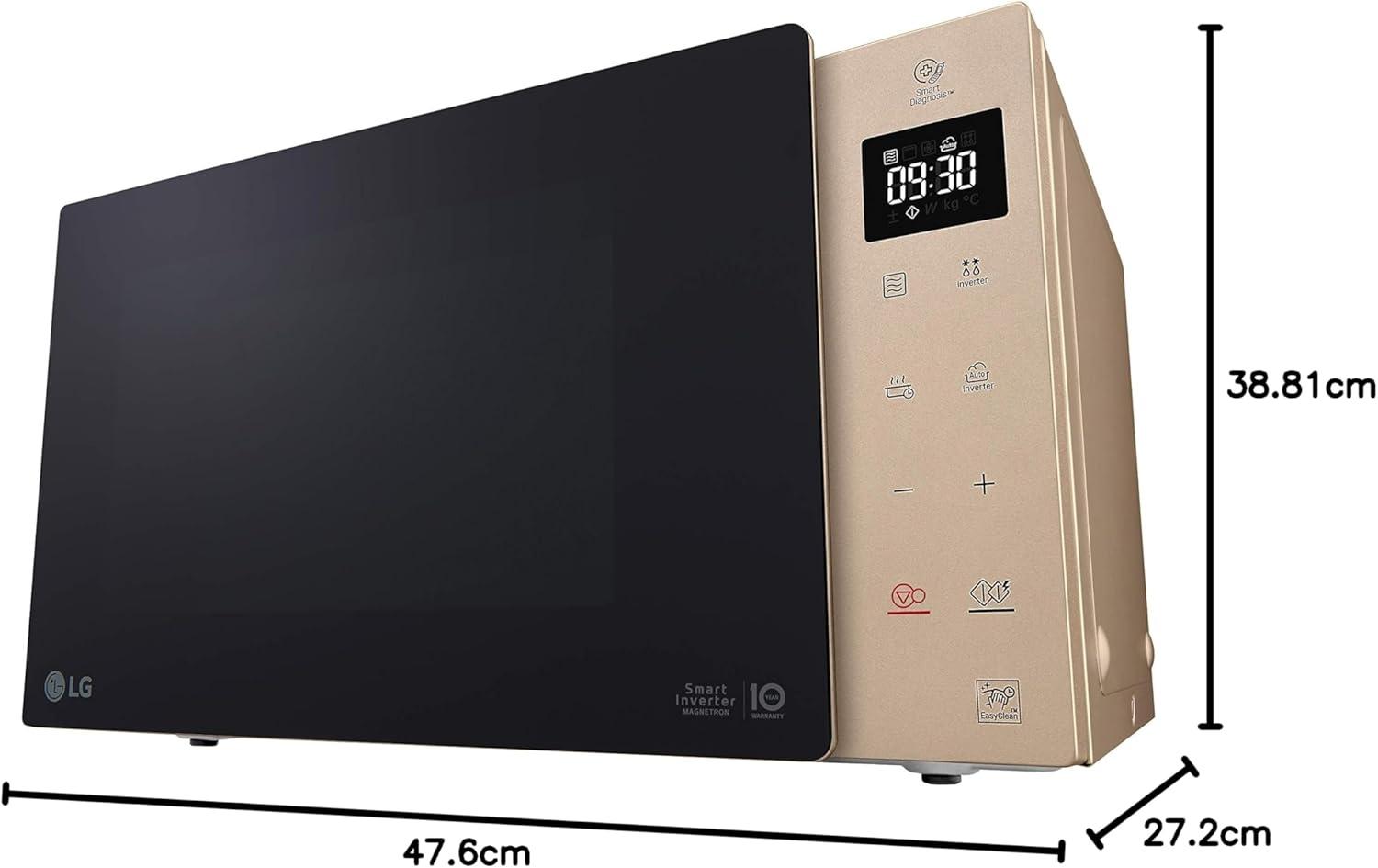 image:imageLG MH6565CPW Grill Smart Inverter Microondes 1 000 W Grill 900 W MicroGrill 1 450 W 25 litres de capacit cran LED Plateau Crispy Plateau intrieur 292 mm Noir matBlond Cendr