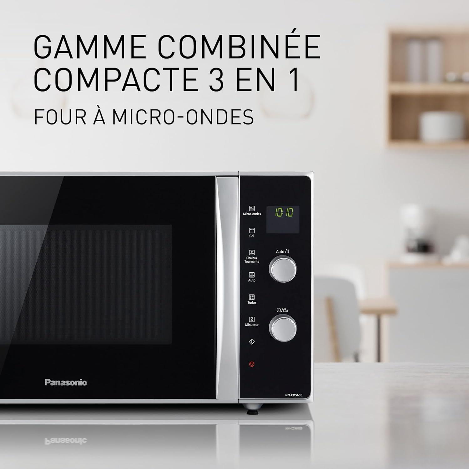 image:imagePanasonic NNCD565BEPG Four 3 en 1 Combin 27 L Inverter Chaleur 100220C Gril Quartz 1300W Microondes 1000 W Plat Crispy Plateau tournant 34 cm Noir Version FRNoir