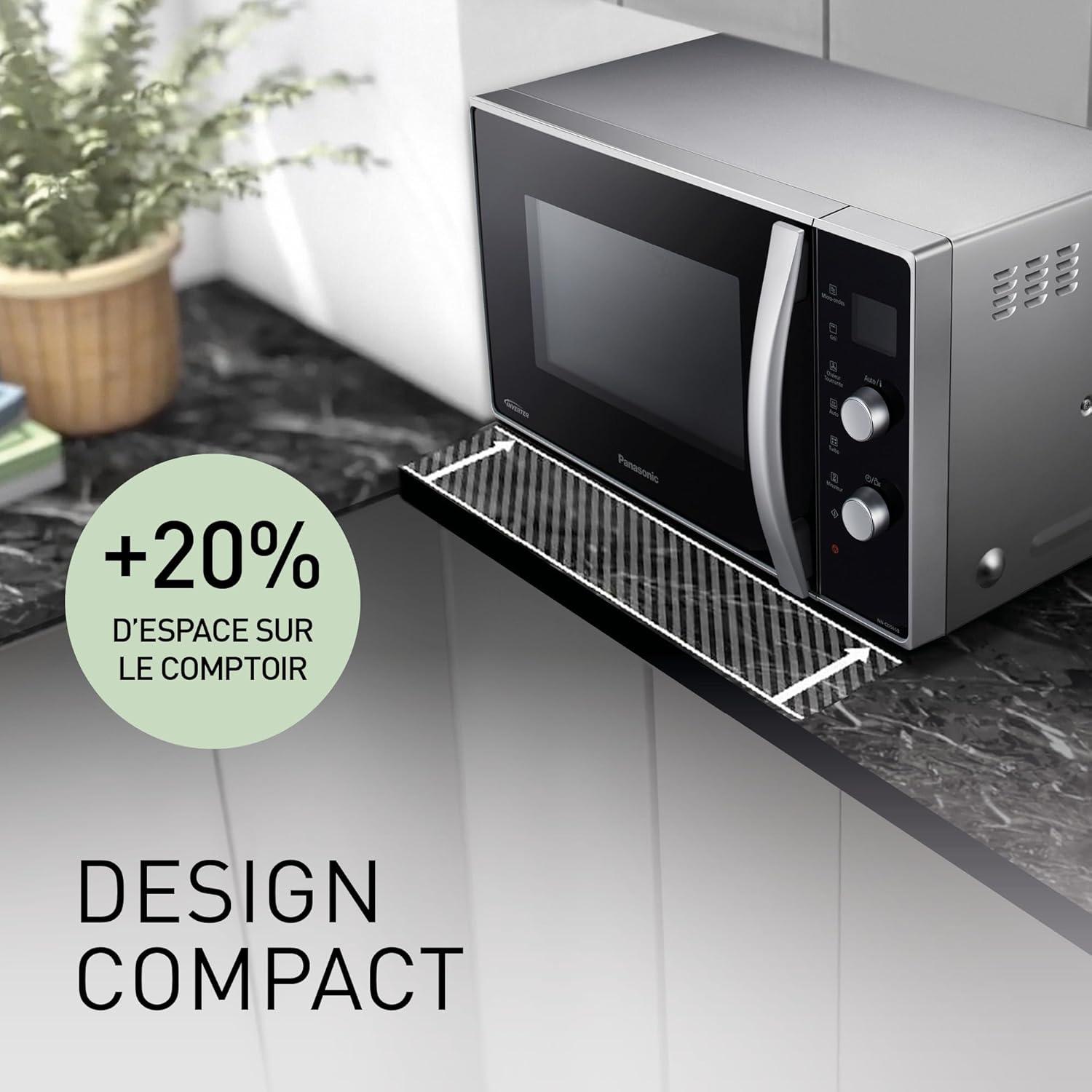 image:imagePanasonic NNCD565BEPG Four 3 en 1 Combin 27 L Inverter Chaleur 100220C Gril Quartz 1300W Microondes 1000 W Plat Crispy Plateau tournant 34 cm Noir Version FRNoir