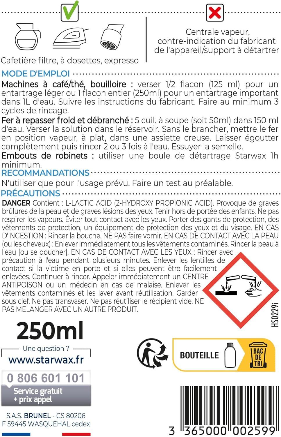 image:imageSTARWAX Dsinfectant frigo et microondes Sans javel Apte au contact alimentaire Tue 999 des bactries et virus Fabriqu en France 250mlCafetire 250ml