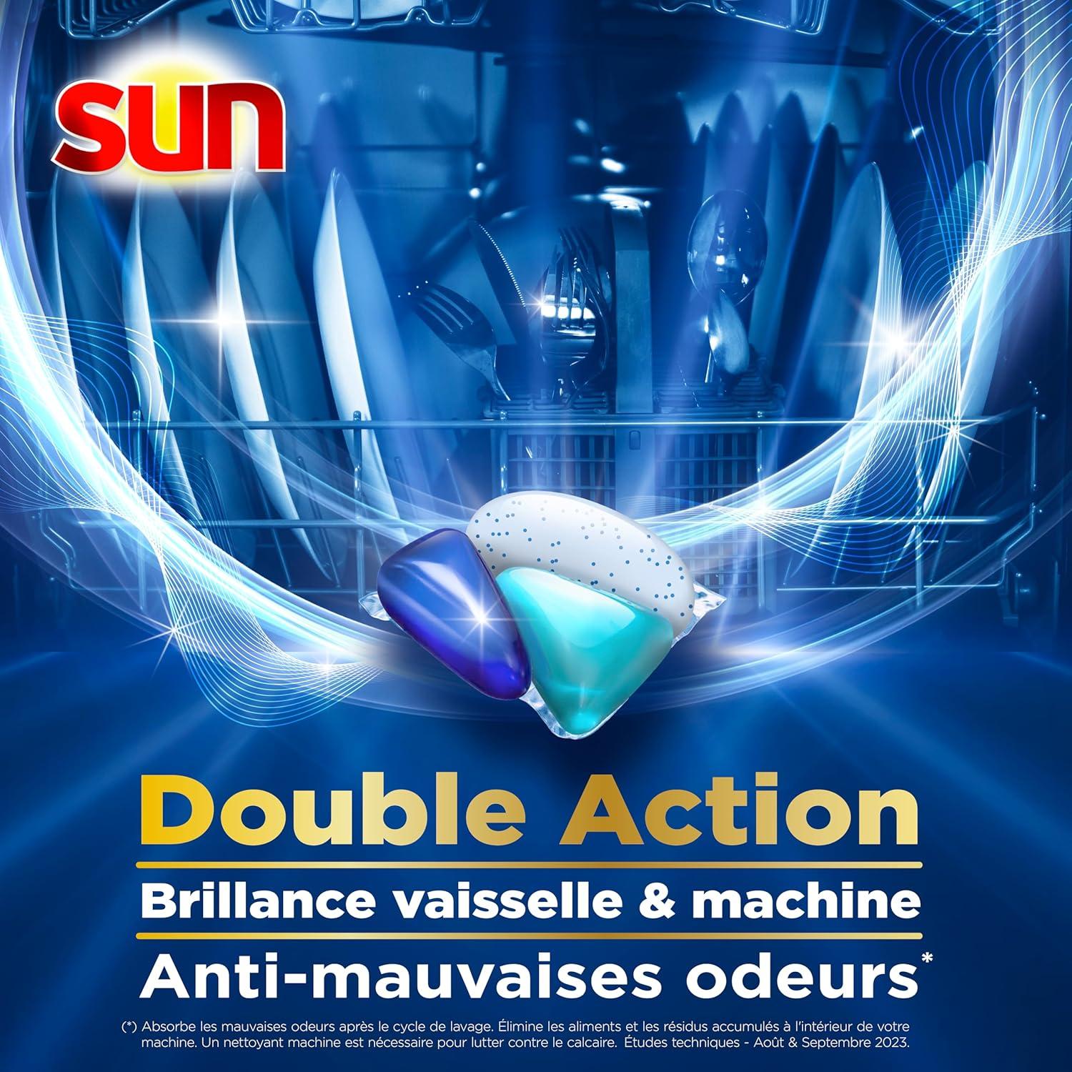 image:imageSUN Absolu Plus Pastilles LaveVaisselle Tout en 1 Bicarbonate Actif 26 Capsules brillance tablettes imbattables sur les taches tenacesBicarbonate