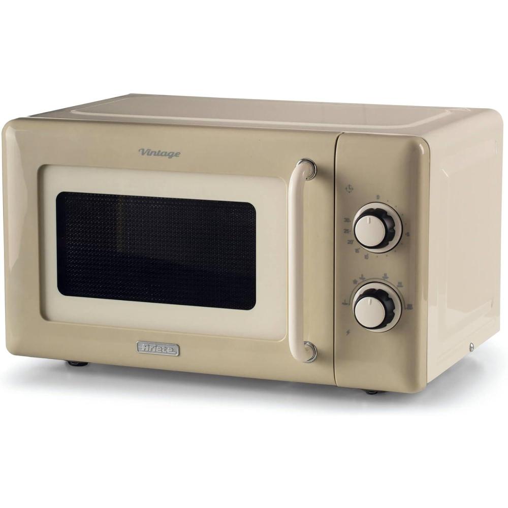 image:imageAriete Microondes mcaniques vintage 800 W 20 L 5 niveaux de puissance minuterie de 30 minutes signal de fin de cuisson idal pour chauffage cuisson et dconglation vertCrme